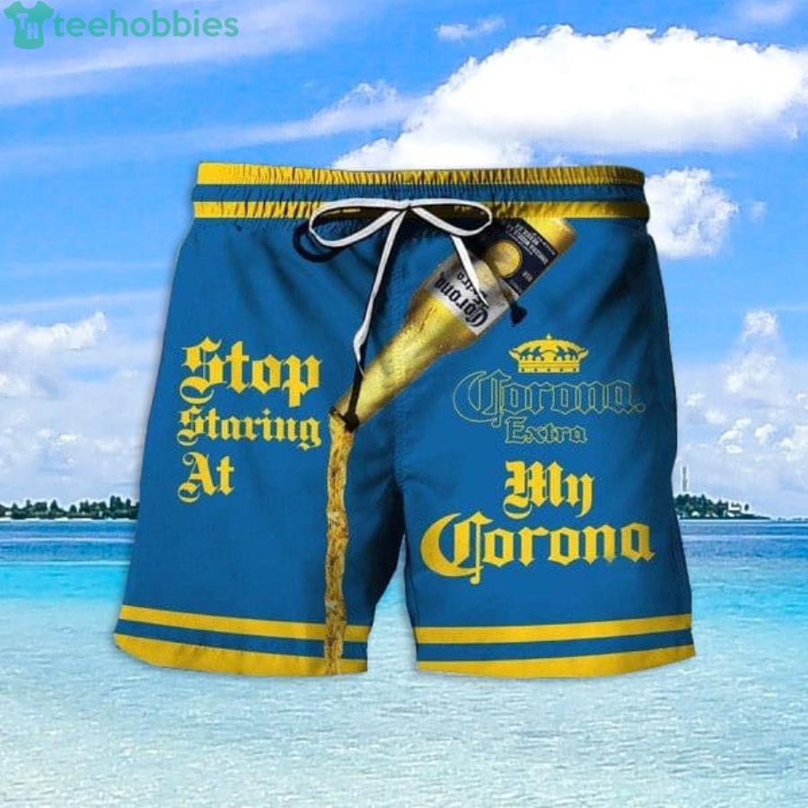 Stop Staring At My Corona Extra Beer Happy Summer Hawaiian Shorts Product Photo 1 Stop Staring At My Corona Extra Beer Happy Summer Hawaiian Shorts Product Photo 1