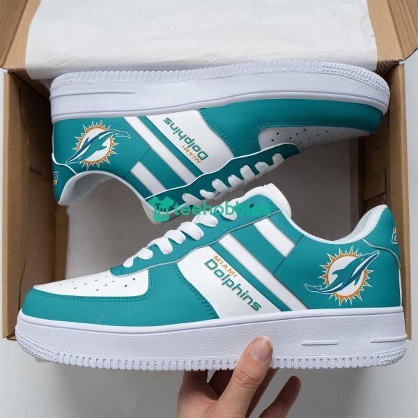 Striped Style Miami Dolphins Lover Best Gift Air Force Shoes For Fans Product Photo 1