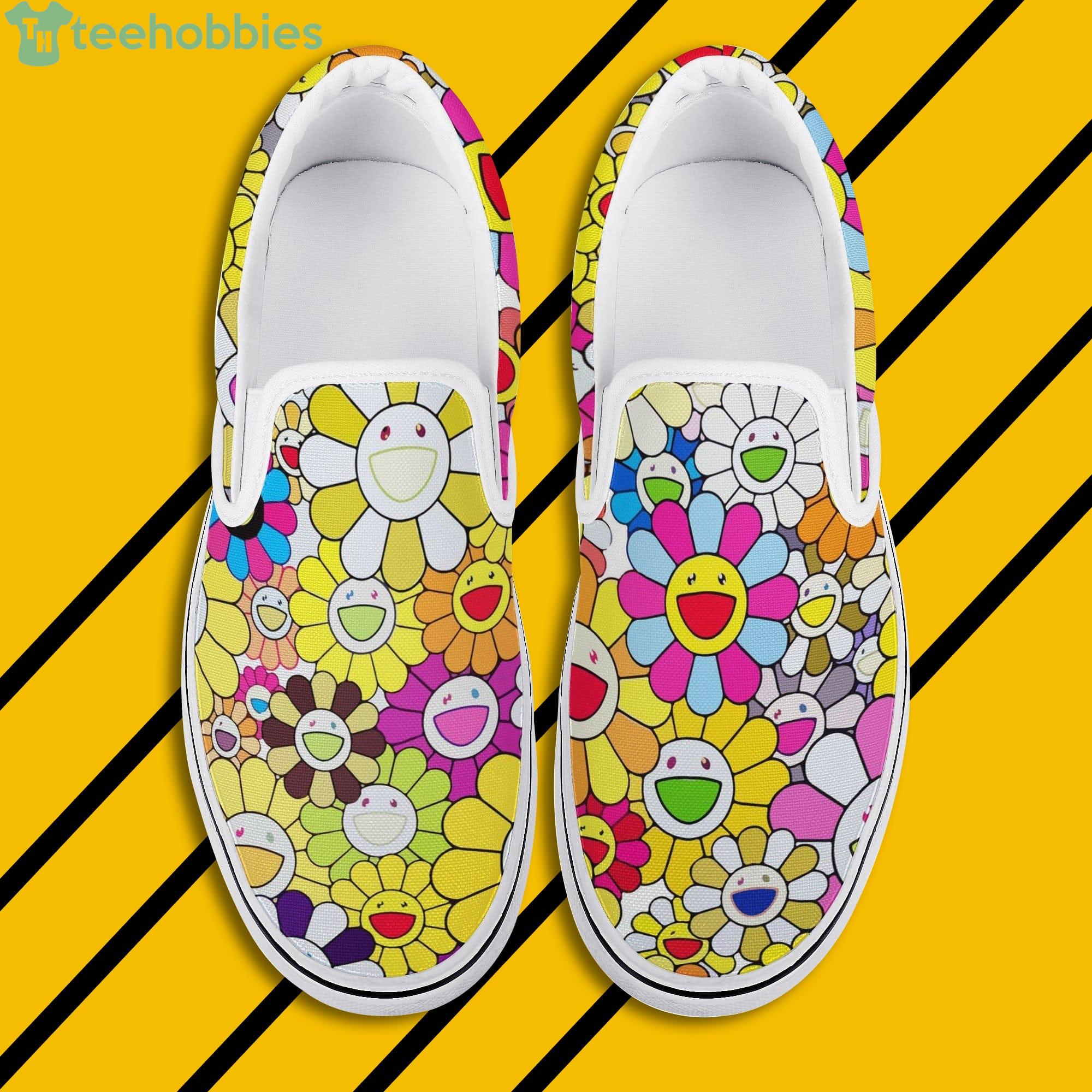 Takashi Murakami Sunflower Pattern Slip On Shoes For Men And Women