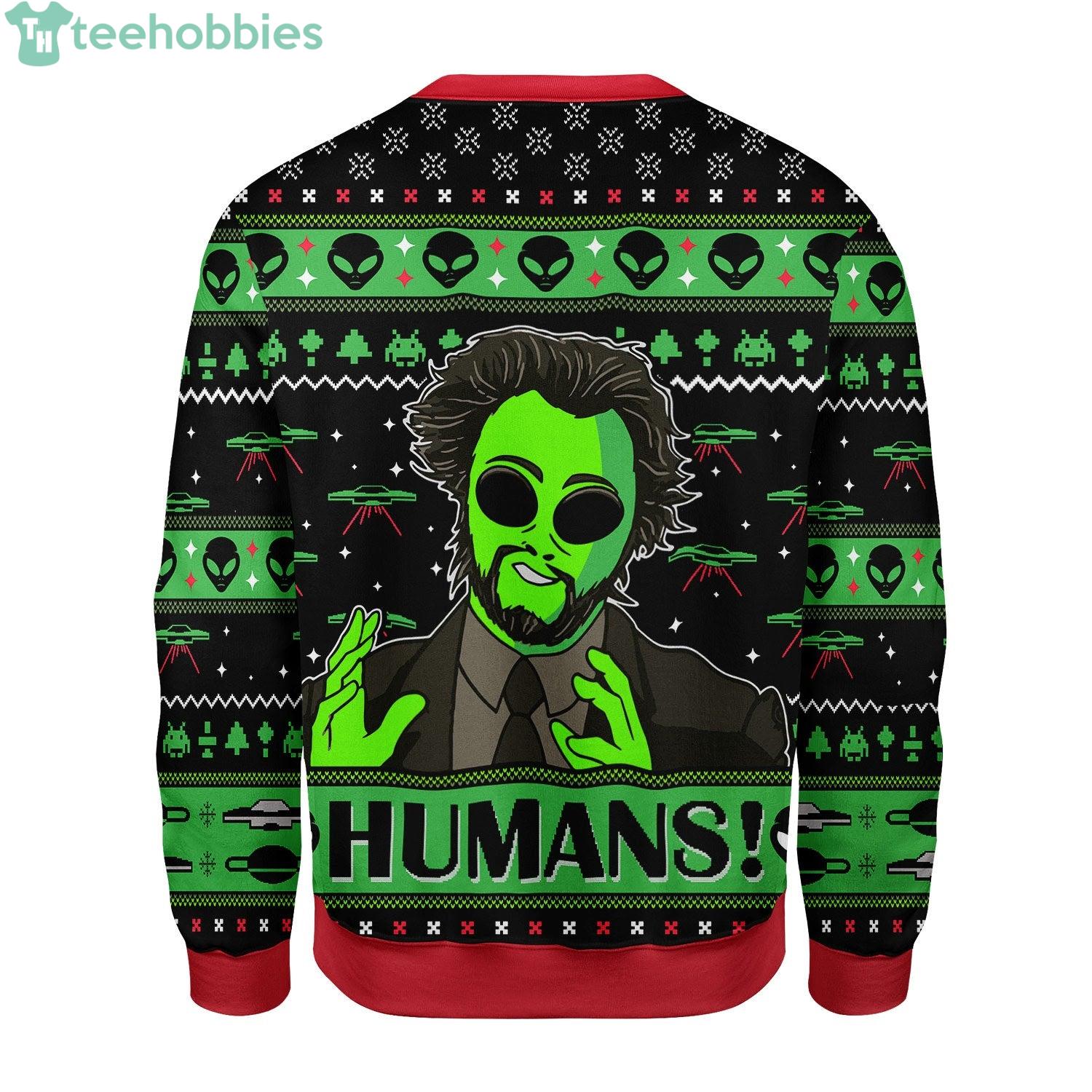 UFO Alien Humans Ugly Christmas Sweater image UFO Alien Humans Ugly Christmas Sweater Product Photo 2