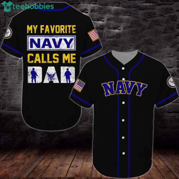 United States My Favorite Navy Calls Me Jersey Baseball Shirt Product Photo 1