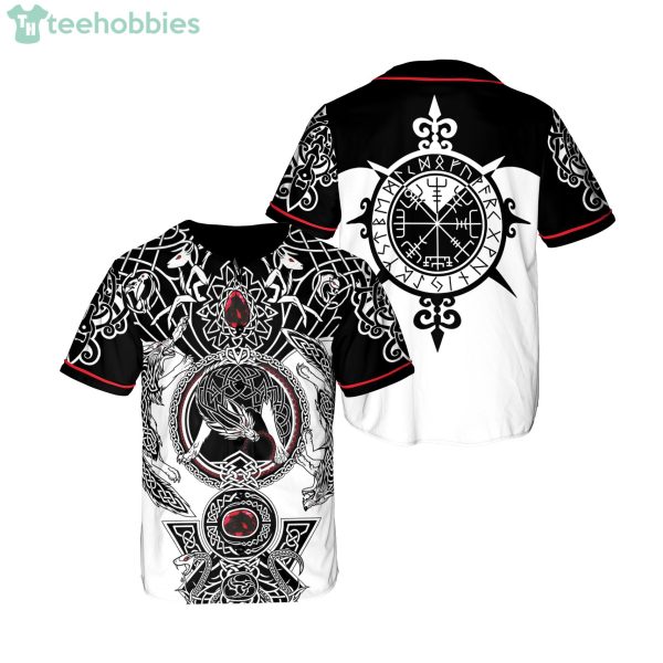 Viking Tattoo Wolf For Son Of Odin Whiteblack Jersey Baseball Shirt Product Photo 1