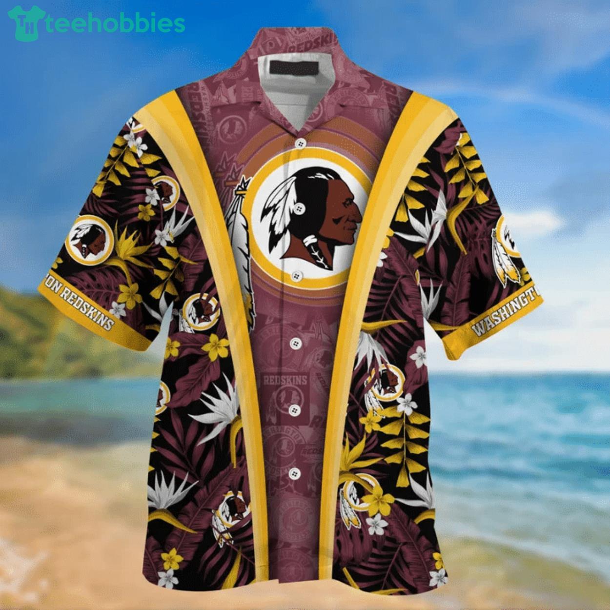 NFL Washington Commanders Hawaiian Shirt Red White Flower Tropical