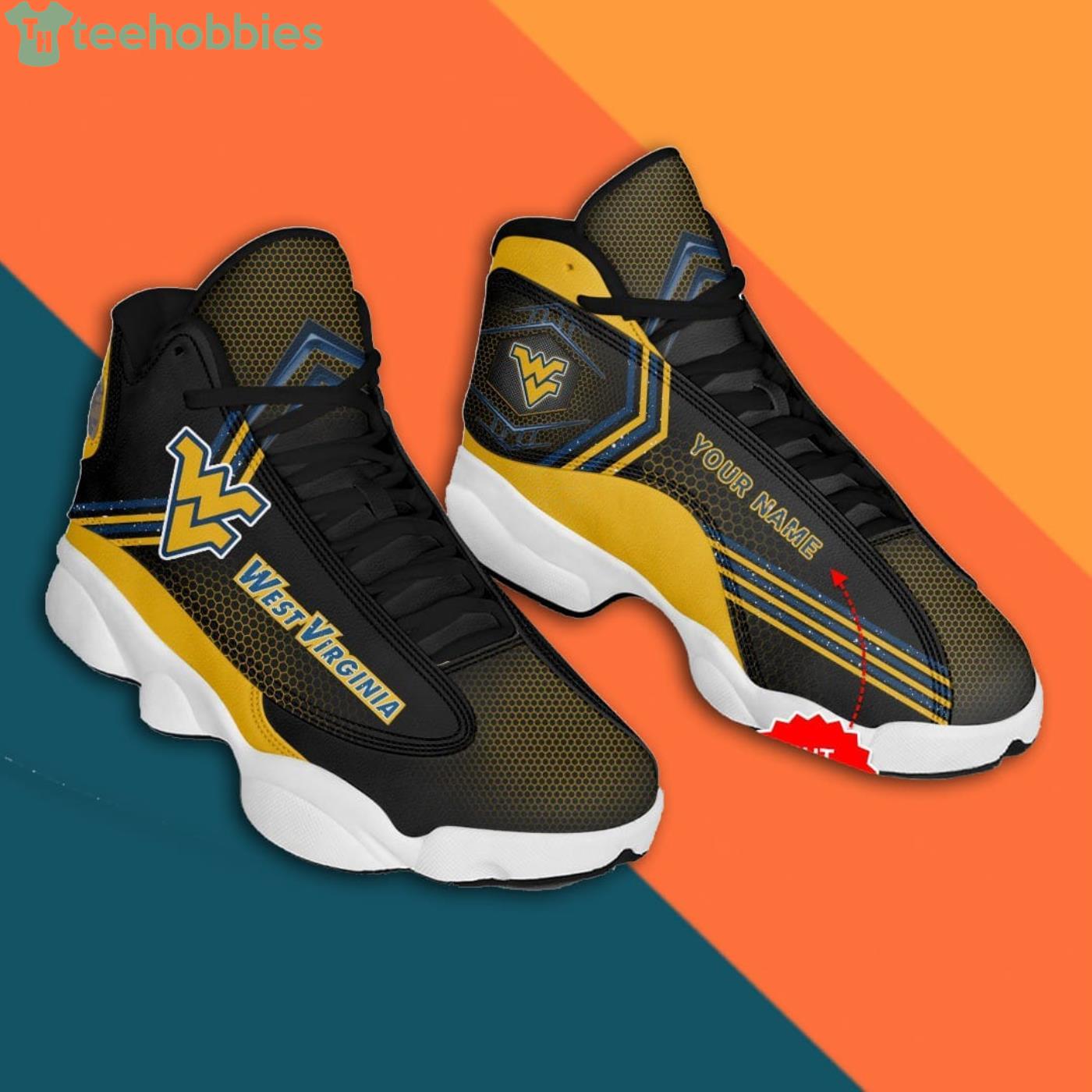 West Virginia Mountaineers Air Jordan 13 Sneaker Shoes image West Virginia Mountaineers Air Jordan 13 Sneaker Shoes Product Photo 2