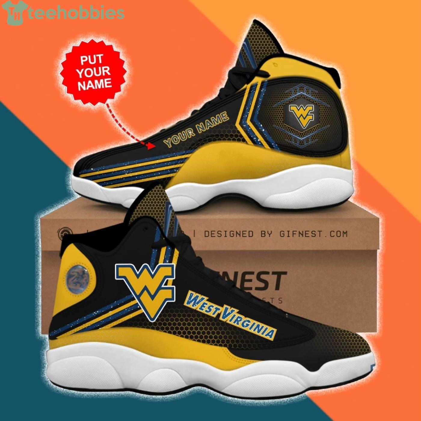 West Virginia Mountaineers Air Jordan 13 Sneaker Shoes Product Photo 1 West Virginia Mountaineers Air Jordan 13 Sneaker Shoes Product Photo 1