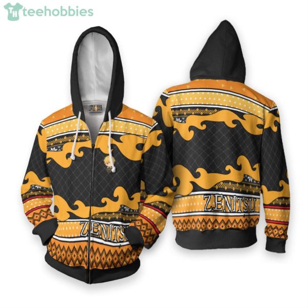 Zenitsu Agatsuma Custom Demon Slayer Anime Fans Ugly Christmas Sweater Hoodie Product Photo 2