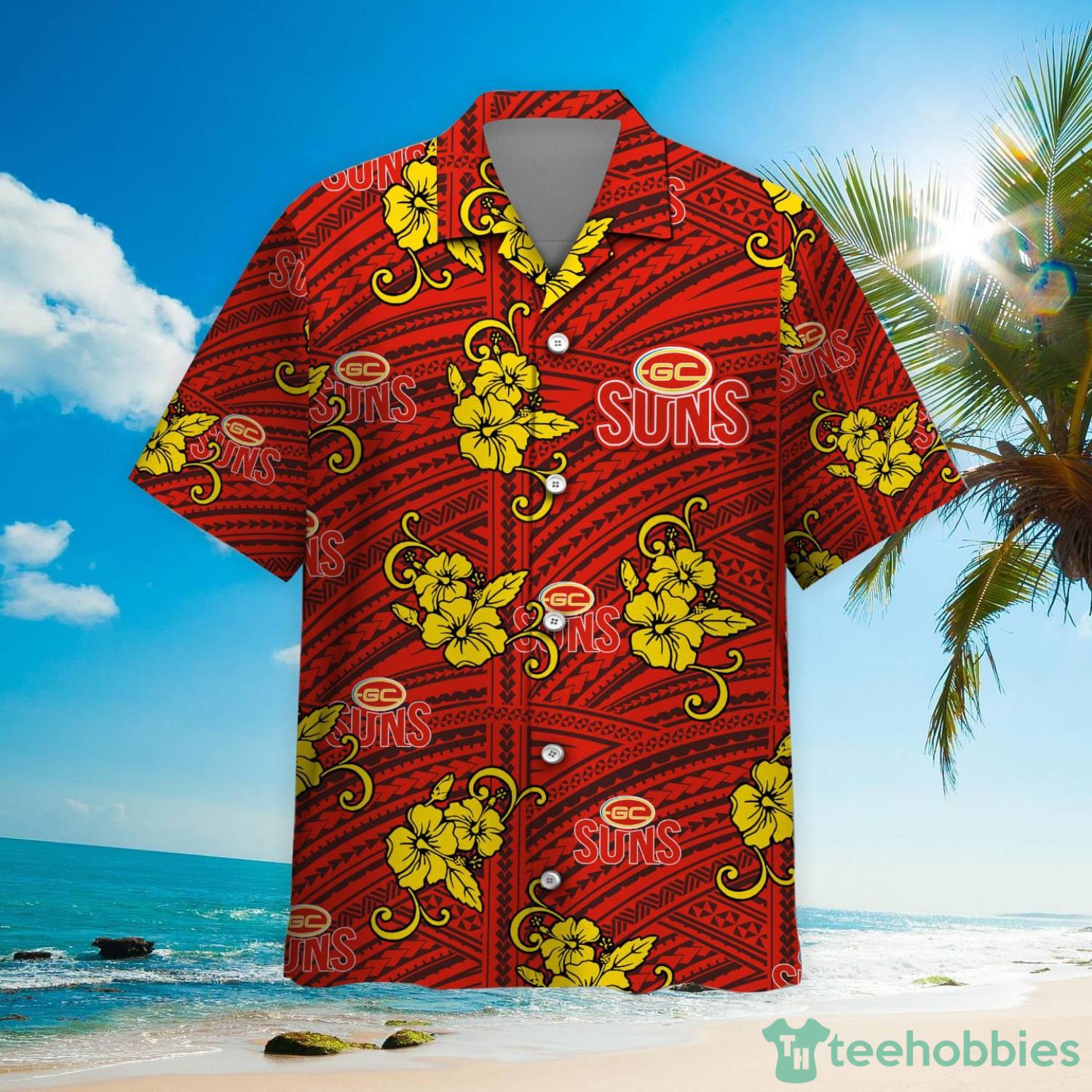 Afl Gold Coast Suns Coconut Island Tropical Hawaiian Shirt Gift For Men And  Women