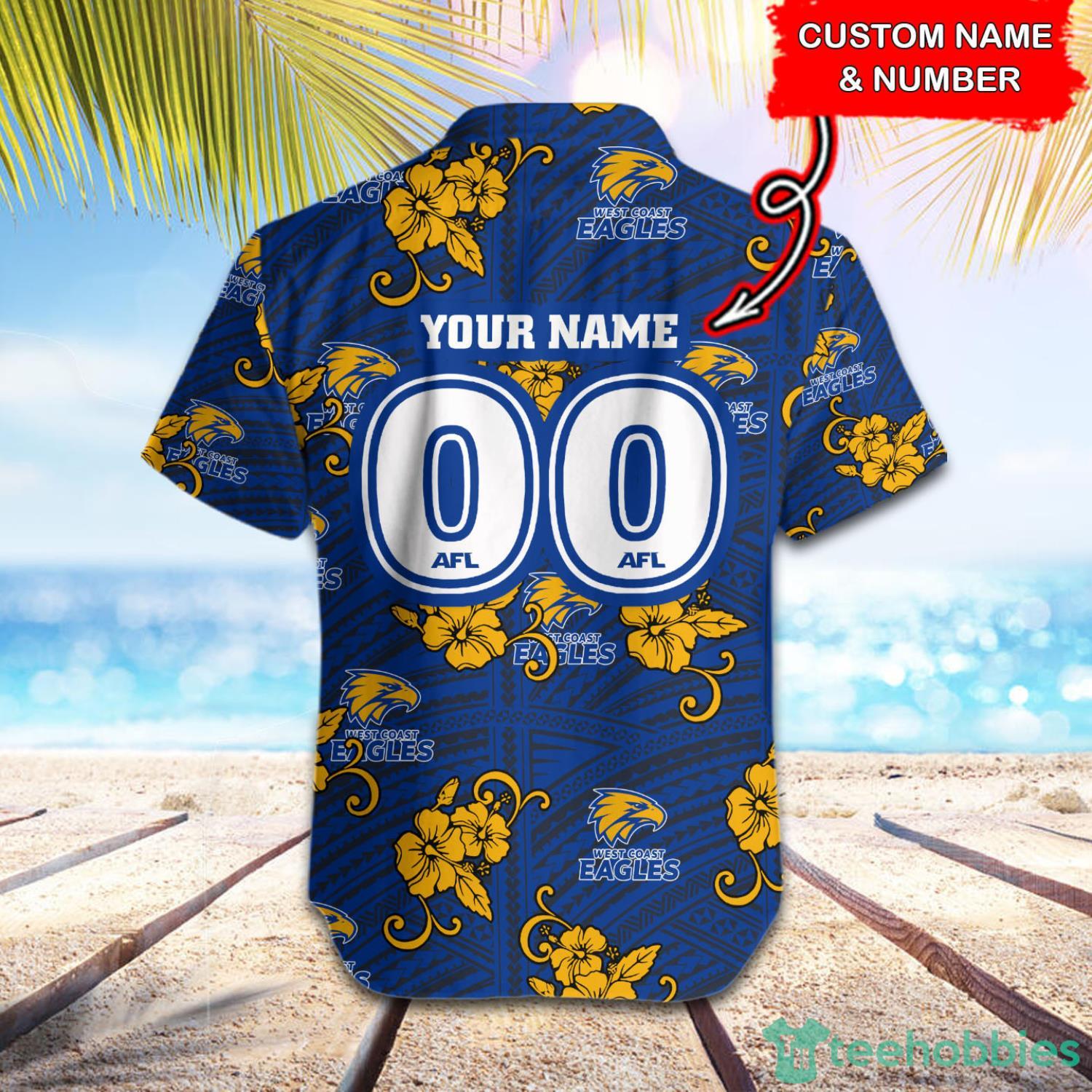 afl west coast eagles tribal pattern custom name number hawaiian shirt 2px AFL West Coast Eagles Tribal Pattern Custom Name & Number Hawaiian Shirt