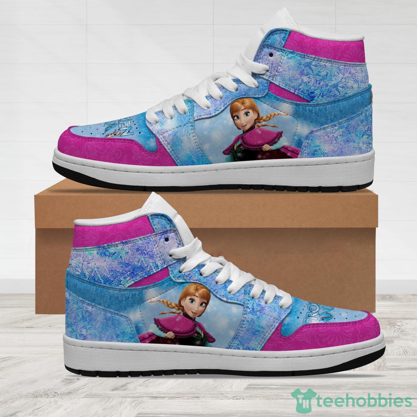 Anna Frozen Winter Snow Flake Patterns Disney Cartoon Sneakers Boots Air Jordan Hightop Shoes Product Photo 1