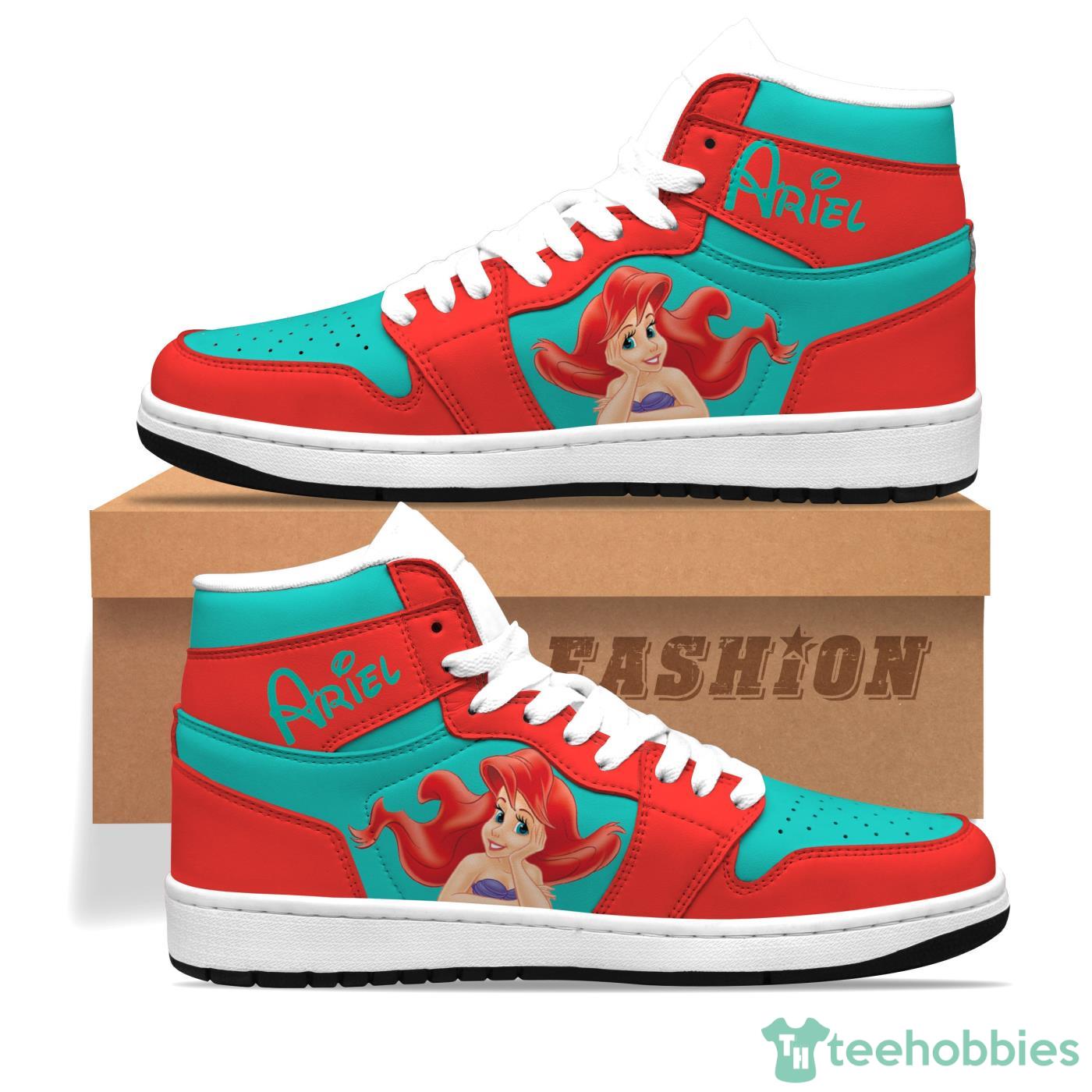 Ariel Mermaid Red Green Sneaker Boots Disney Air Jordan Hightop Shoes Product Photo 1