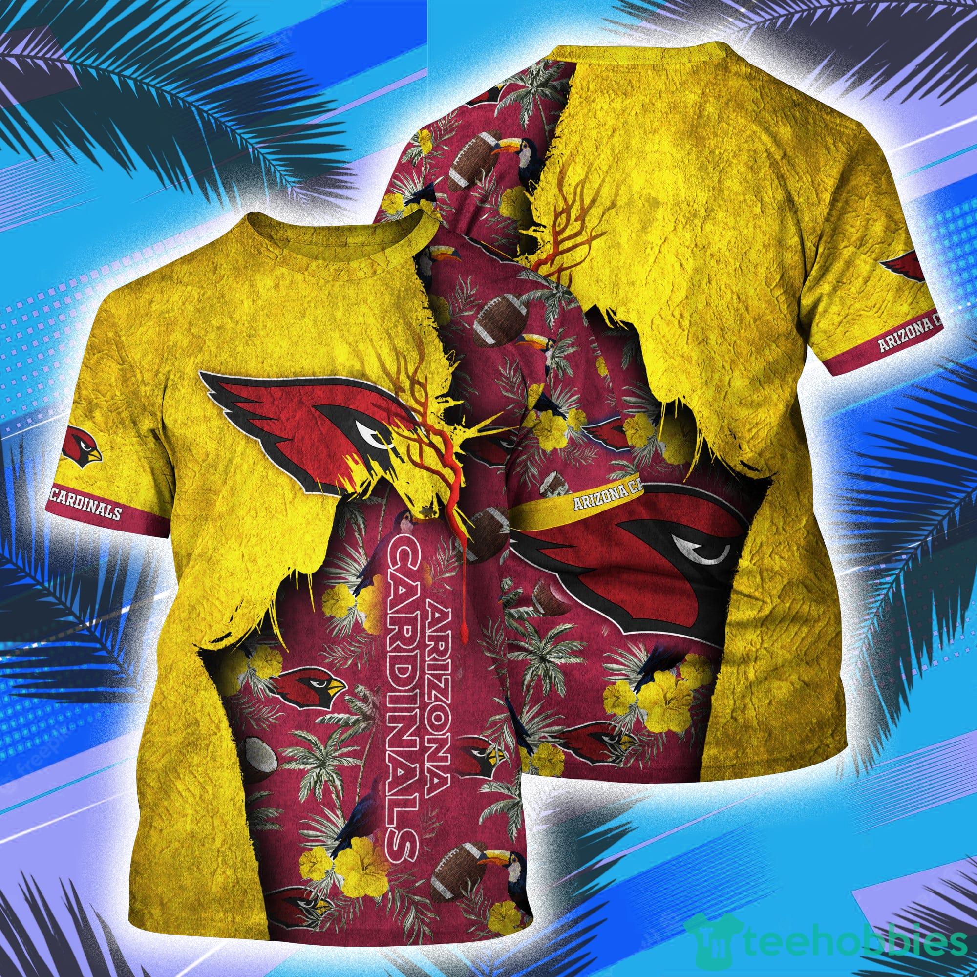 Arizona Cardinals NFL And Habicus Flowers All Over Print 3D T-Shirt Product Photo 1
