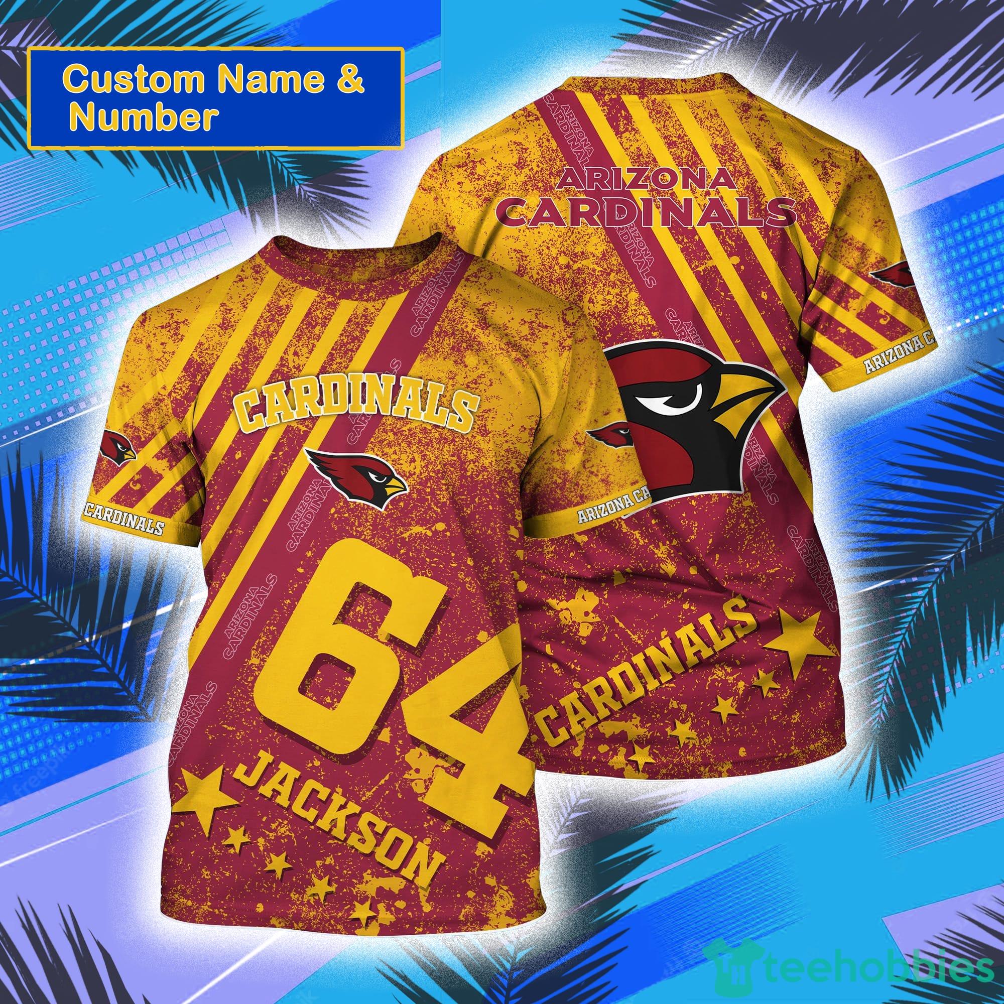 Arizona Cardinals NFL Custom Name And Number All Over Print 3D T-Shirt Product Photo 1