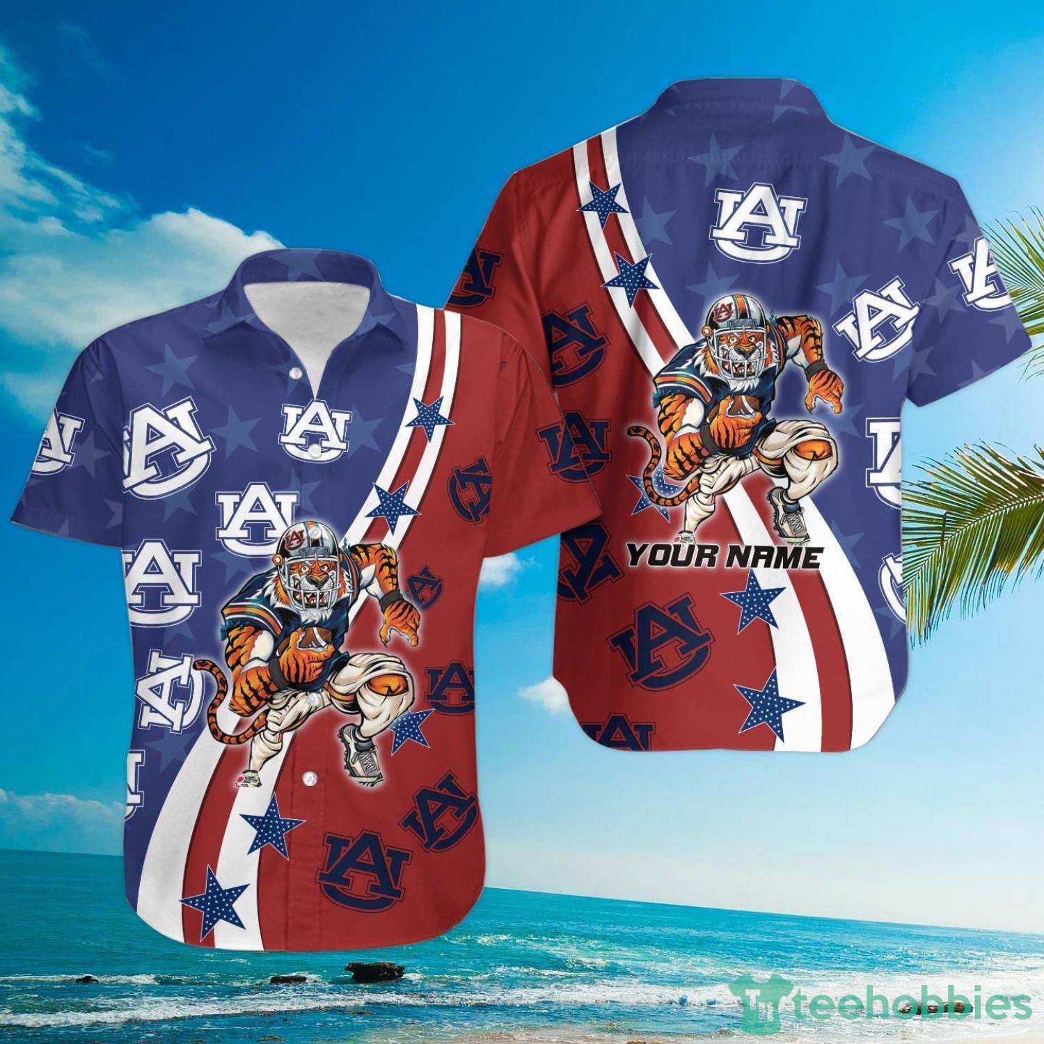 Auburn Tigers American Flag Custom Name Hawaiian Shirt Product Photo 3