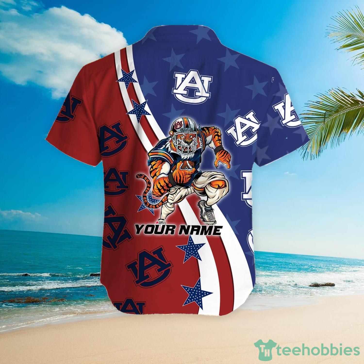 Auburn Tigers American Flag Custom Name Hawaiian Shirt Product Photo 5