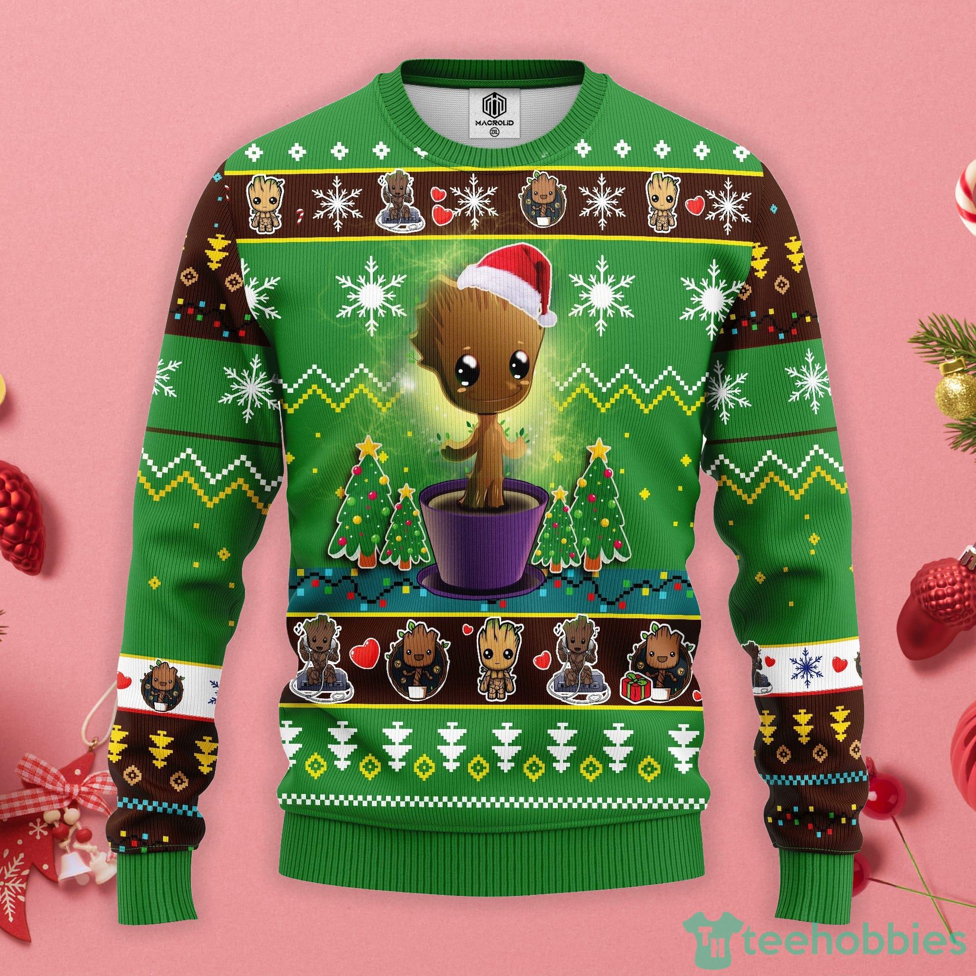 Tis The Season Christmas Baby Yoda Groot Louisville Cardinals Cute  Christmas Gift 3D Ugly Christmas Sweater - Banantees