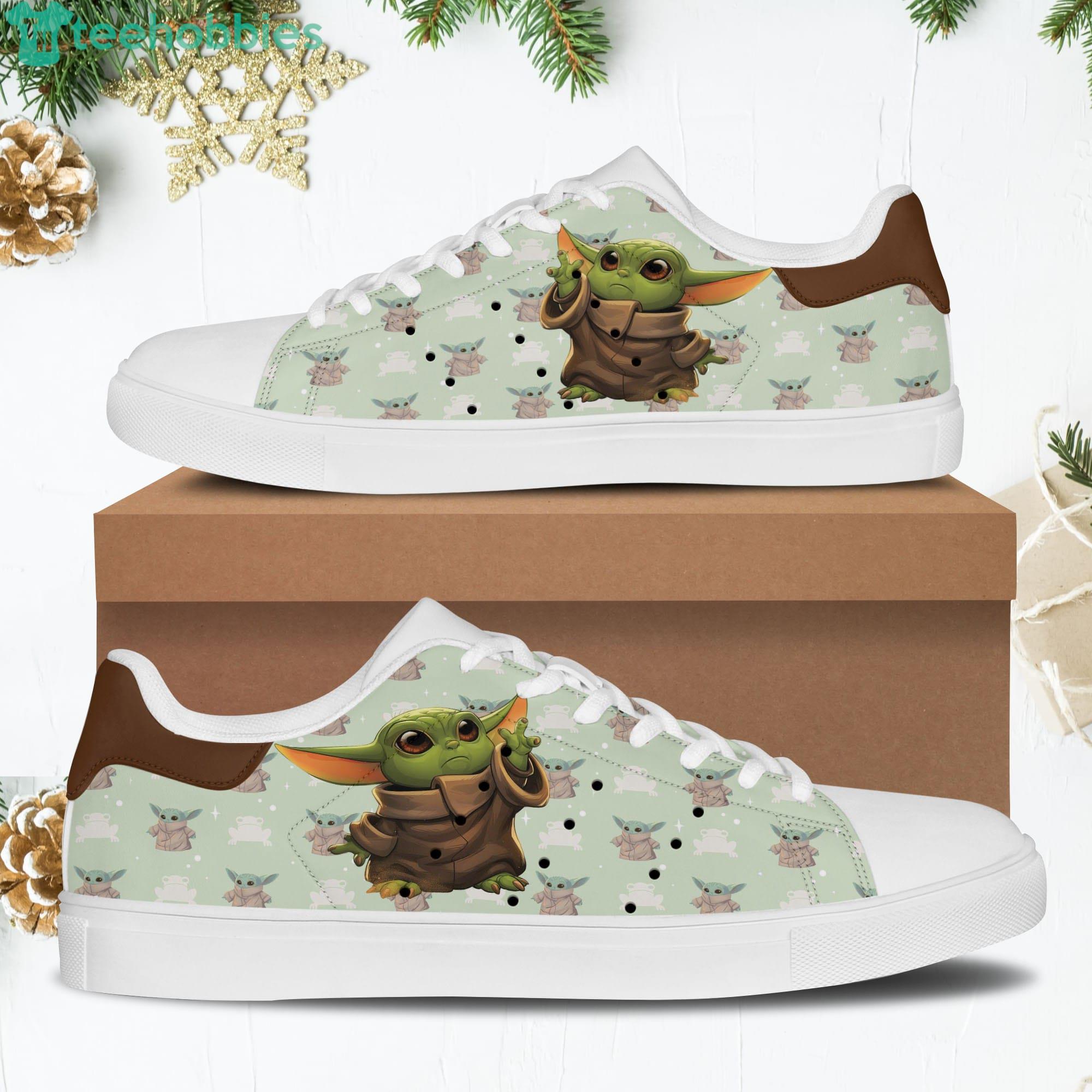 Baby Yoda Green White Stan Smith Disney Carrtoon Low Top Skate Shoes Product Photo 1