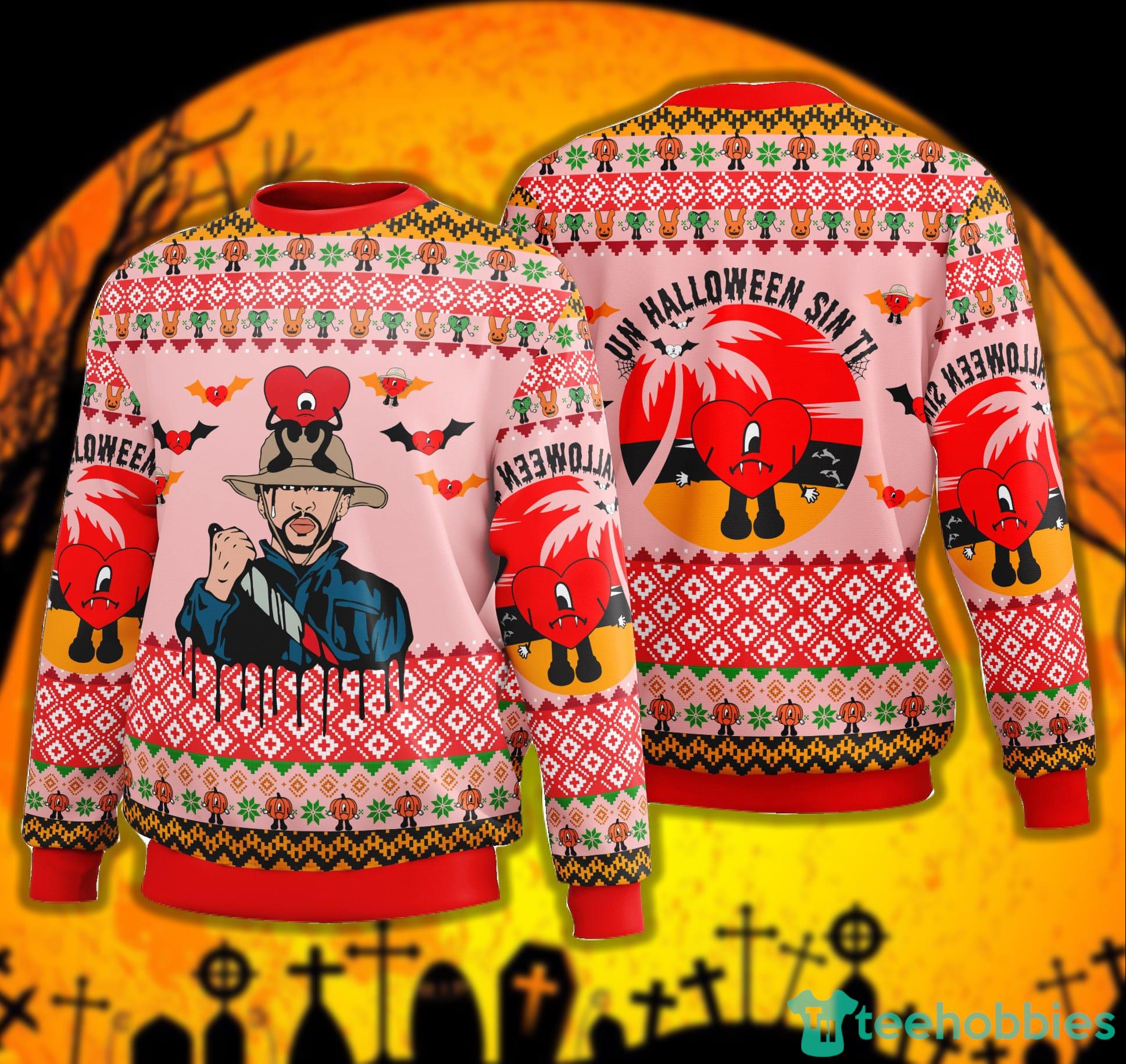 Bad Bunny Halloween Baby Benito Sweater Un Halloween Sin Ti Heart Scary Ugly Halloween Sweater Product Photo 1