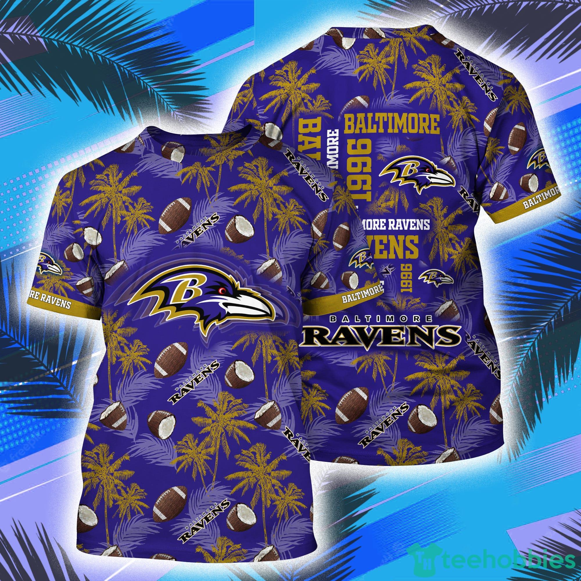 Baltimore Ravens NFL And Palm Trees Pattern All Over Print 3D T-Shirt Product Photo 1