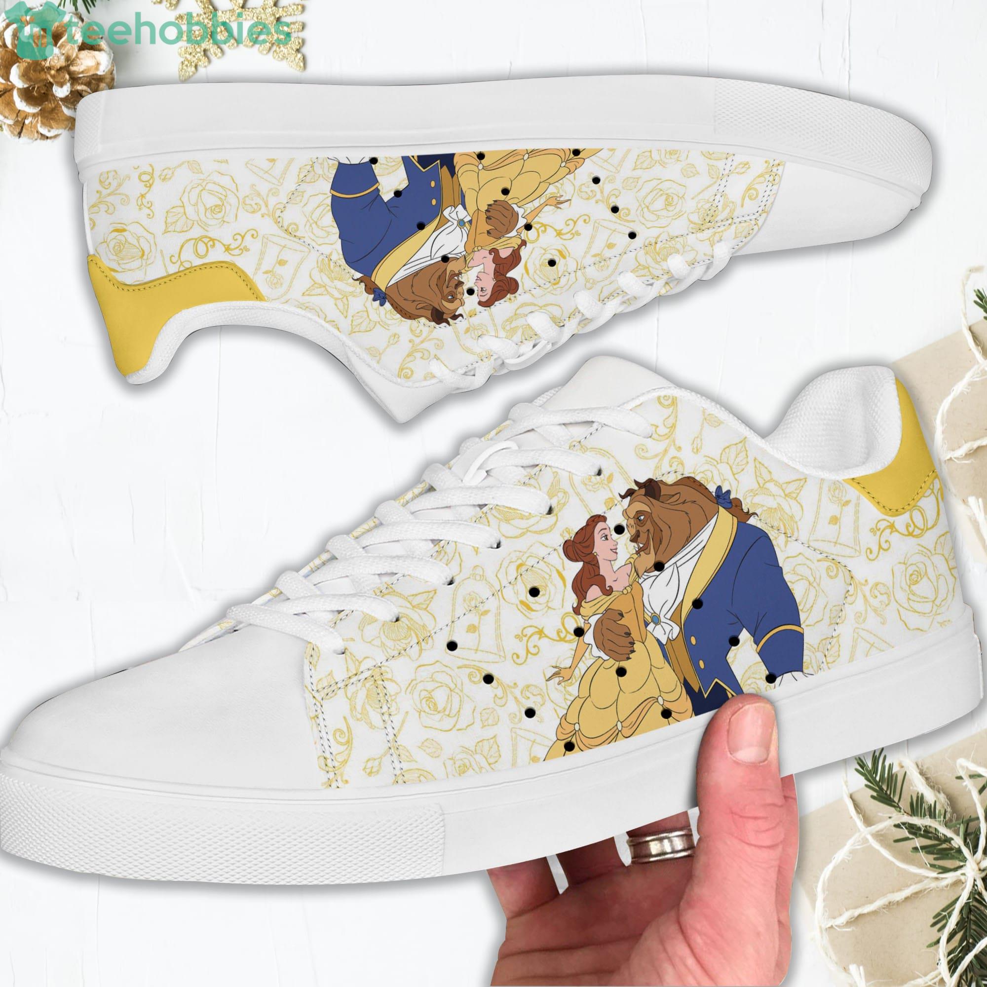 Beauty and the Beast Yellow White Stan Smith Disney Carrtoon Low Top Skate Shoes Product Photo 1