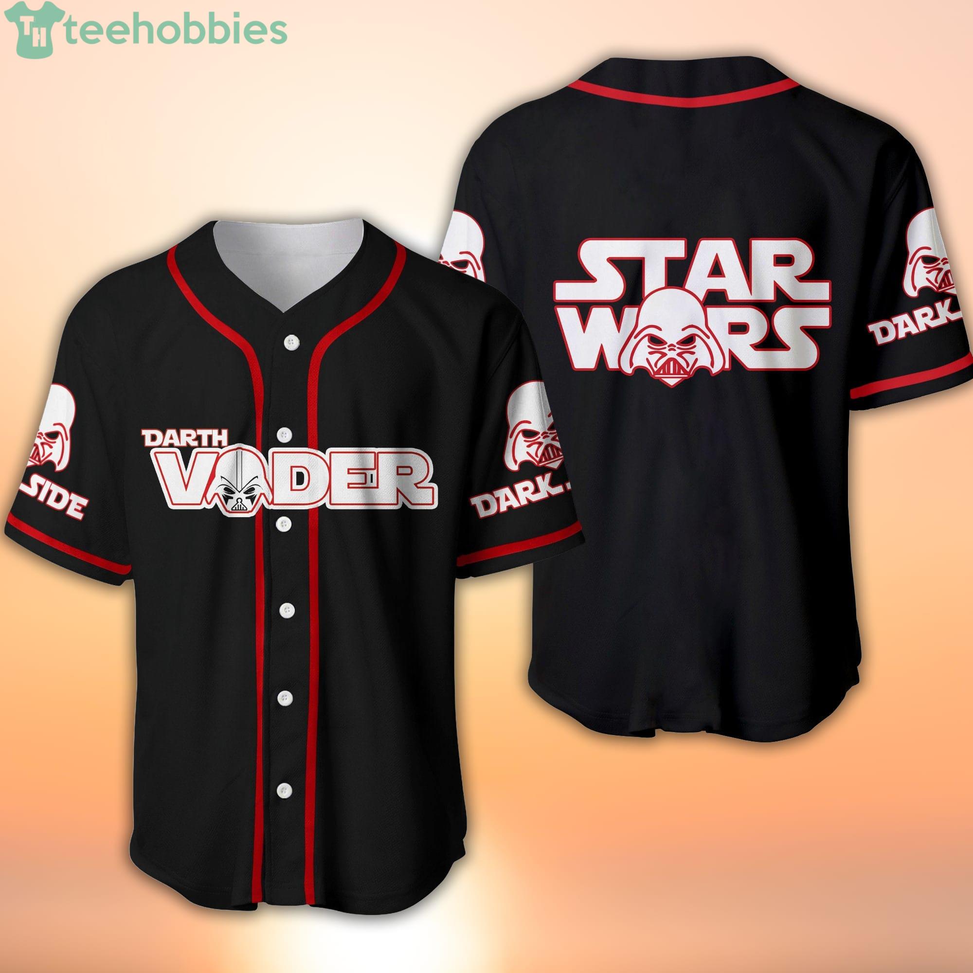 Black Red Logo Darth Vader Star Wars Disney Cartoon Baseball Jersey Shirt Product Photo 1