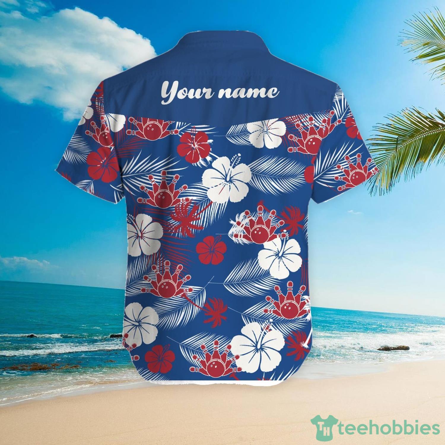 Bowling Aloha Floral Tropical Custom Name Hawaiian Shirt Product Photo 4