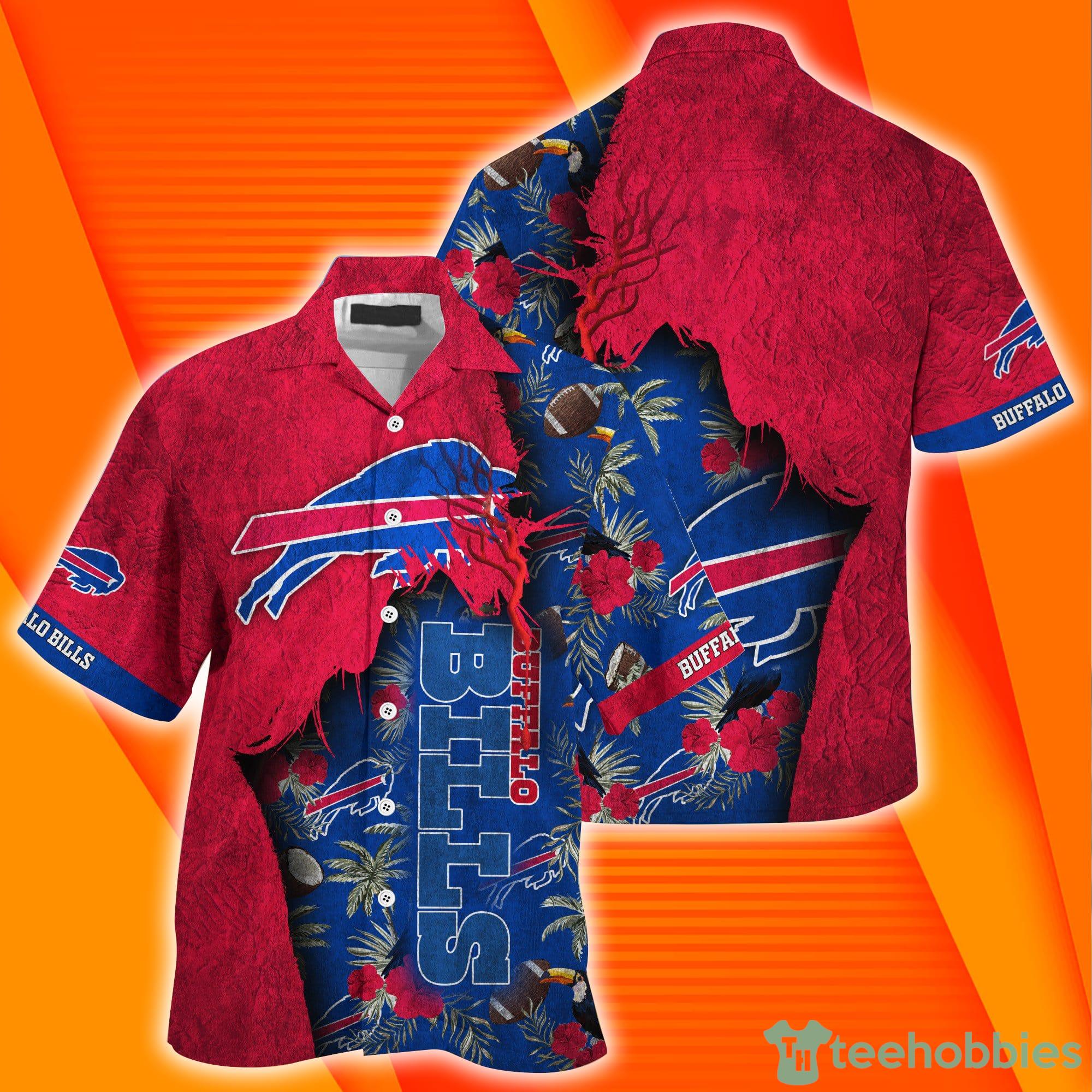 Buffalo Bills NFL Grunge Texture Print Combo Hawaiian Shirt And Short Pants Product Photo 1