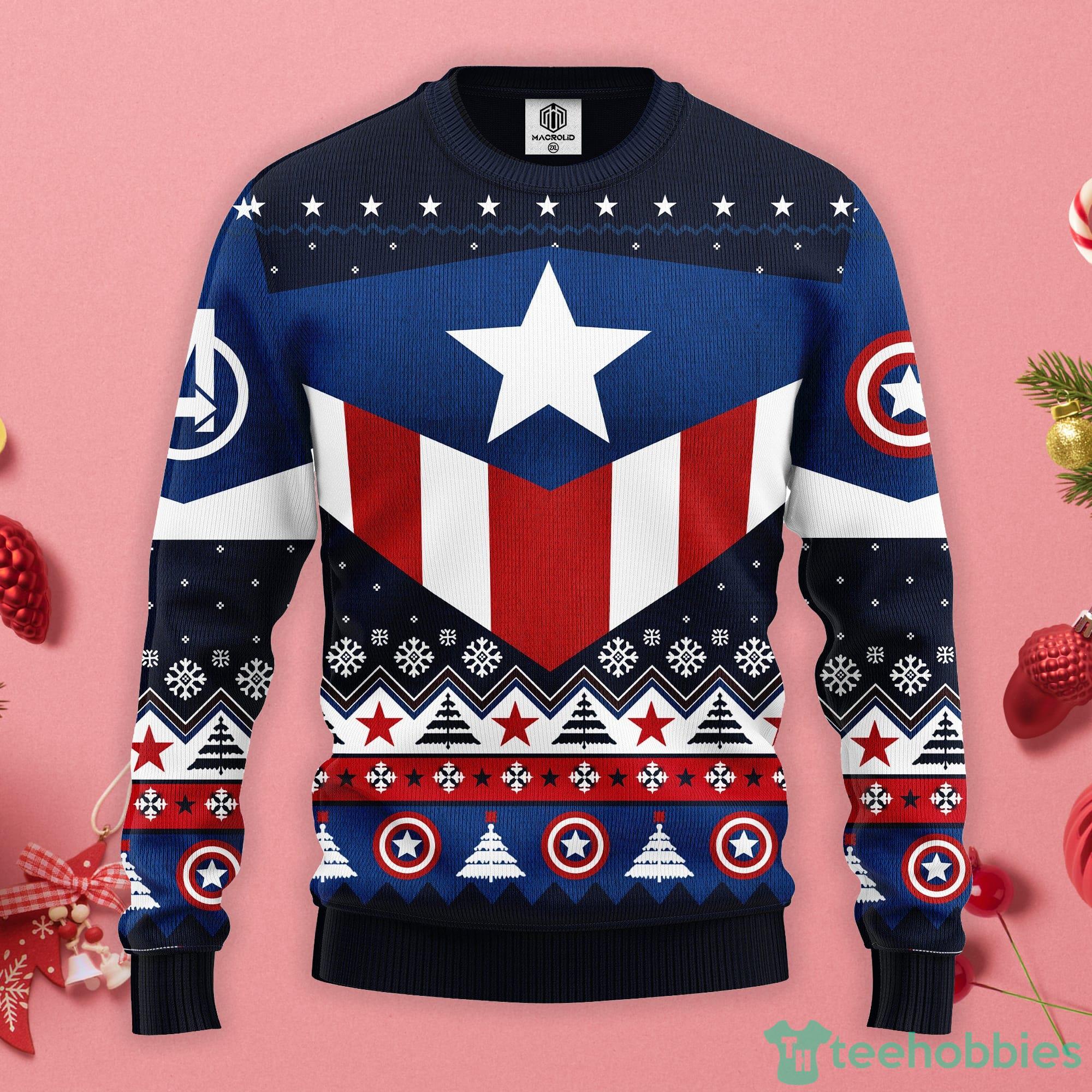 Captain America Christmas Gift Ugly Christmas Sweater Product Photo 1