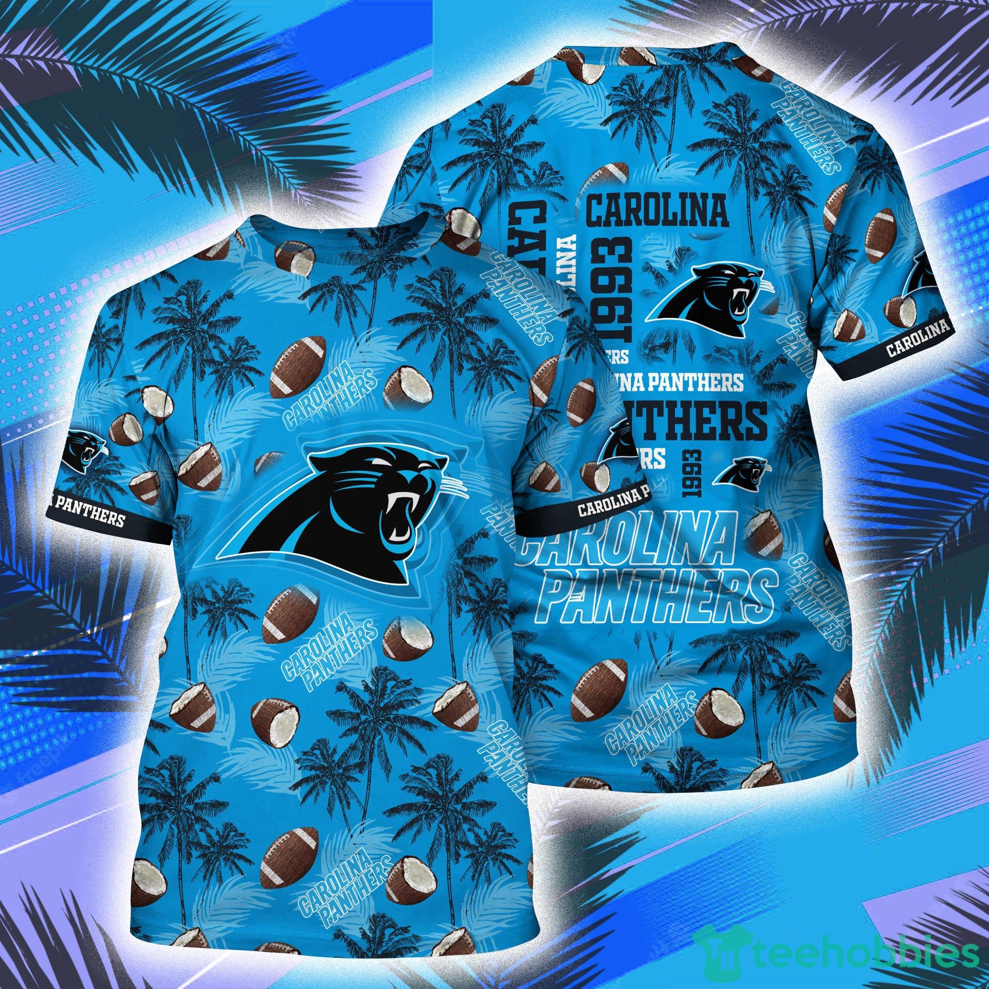 Carolina Panthers NFL And Palm Trees Pattern All Over Print 3D T-Shirt Product Photo 1
