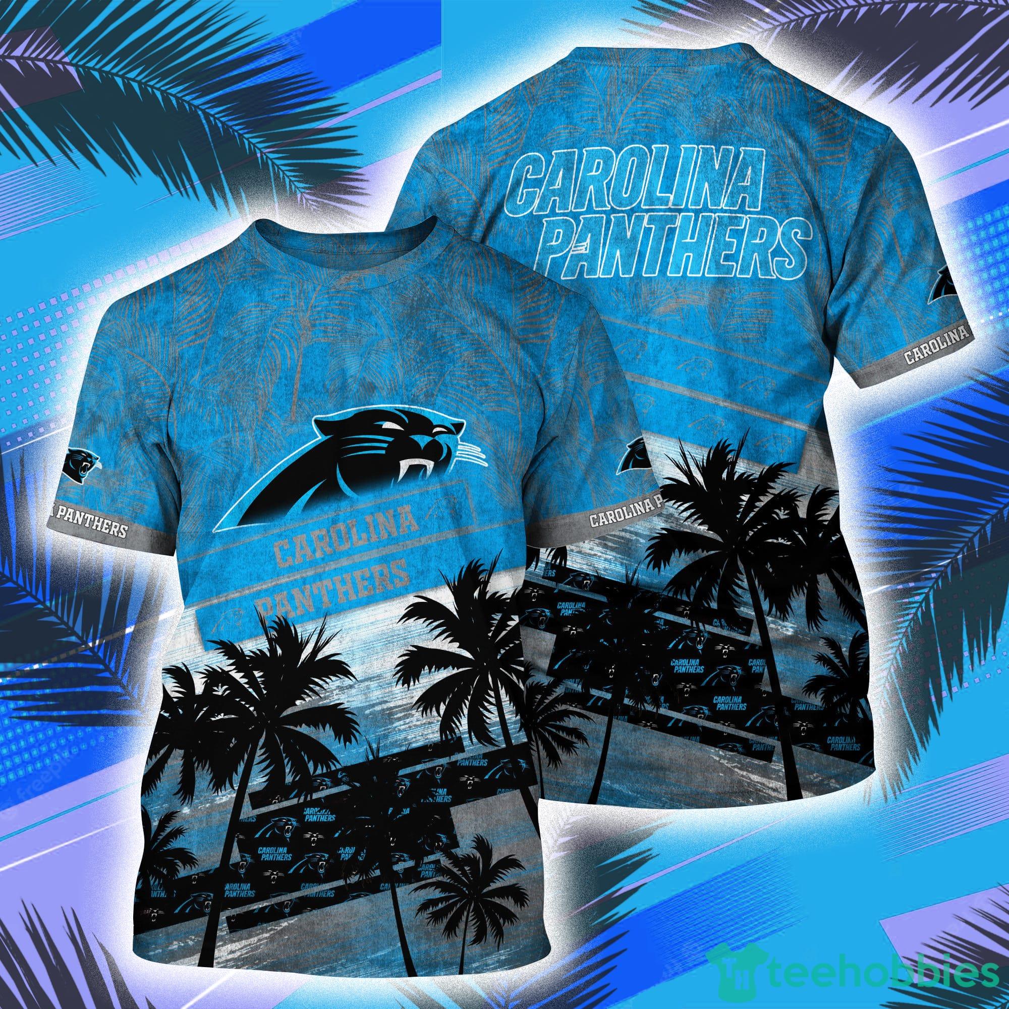 Carolina Panthers NFL And Tropical Pattern Aloha Hawaii 3D T-Shirt Product Photo 1