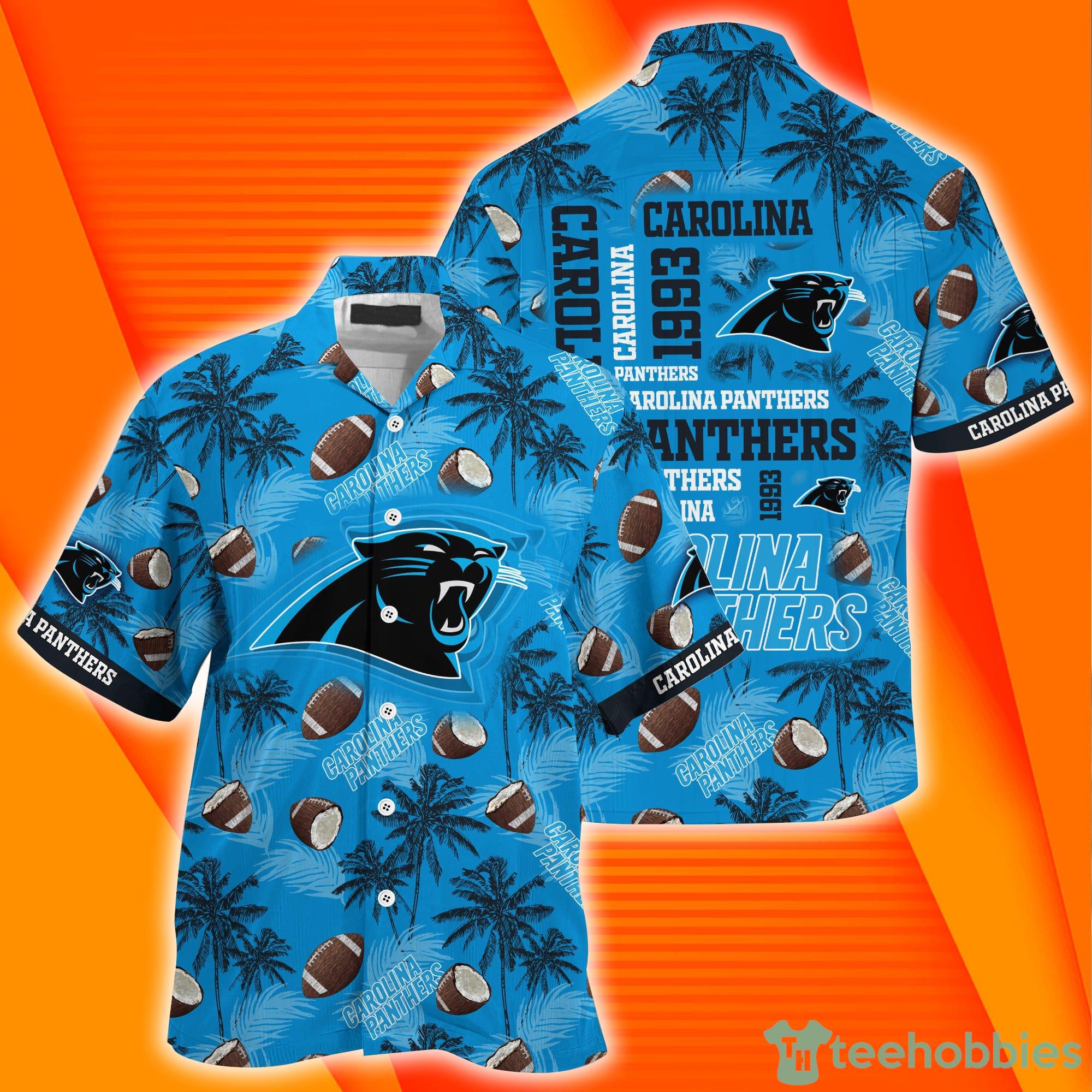 Carolina Panthers NFL Blue And White Short Sleeves Hawaiian Shirt