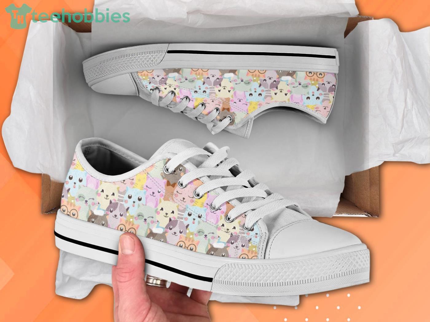 Cats Print Pattern Low Top Shoes Product Photo 1