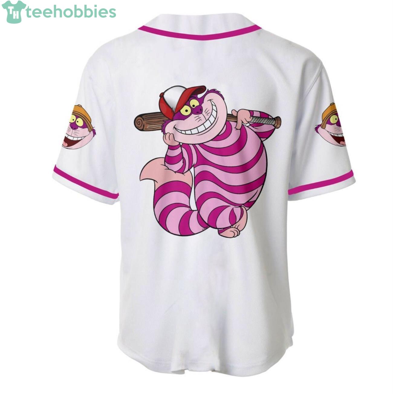 Disney Chesire Cat Alice In Wonderland White Pink Baseball Jersey Shirt -  The Clothes You'll Ever Need