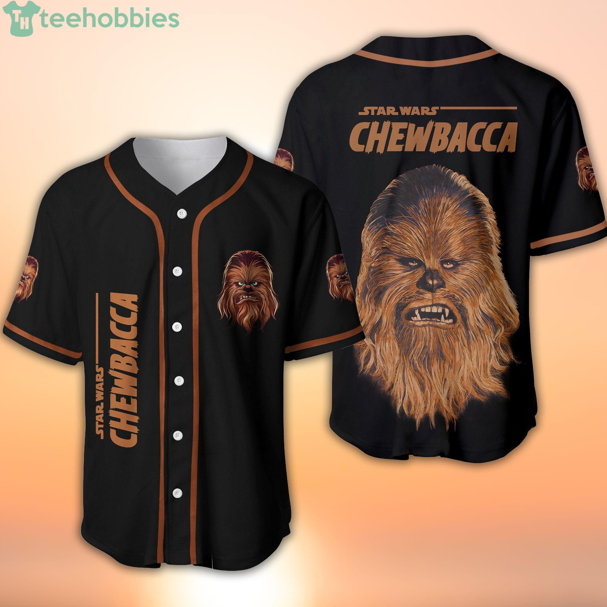 Chewbacca Star Wars Black Brown Disney Cartoon Baseball Jersey Shirt Product Photo 1