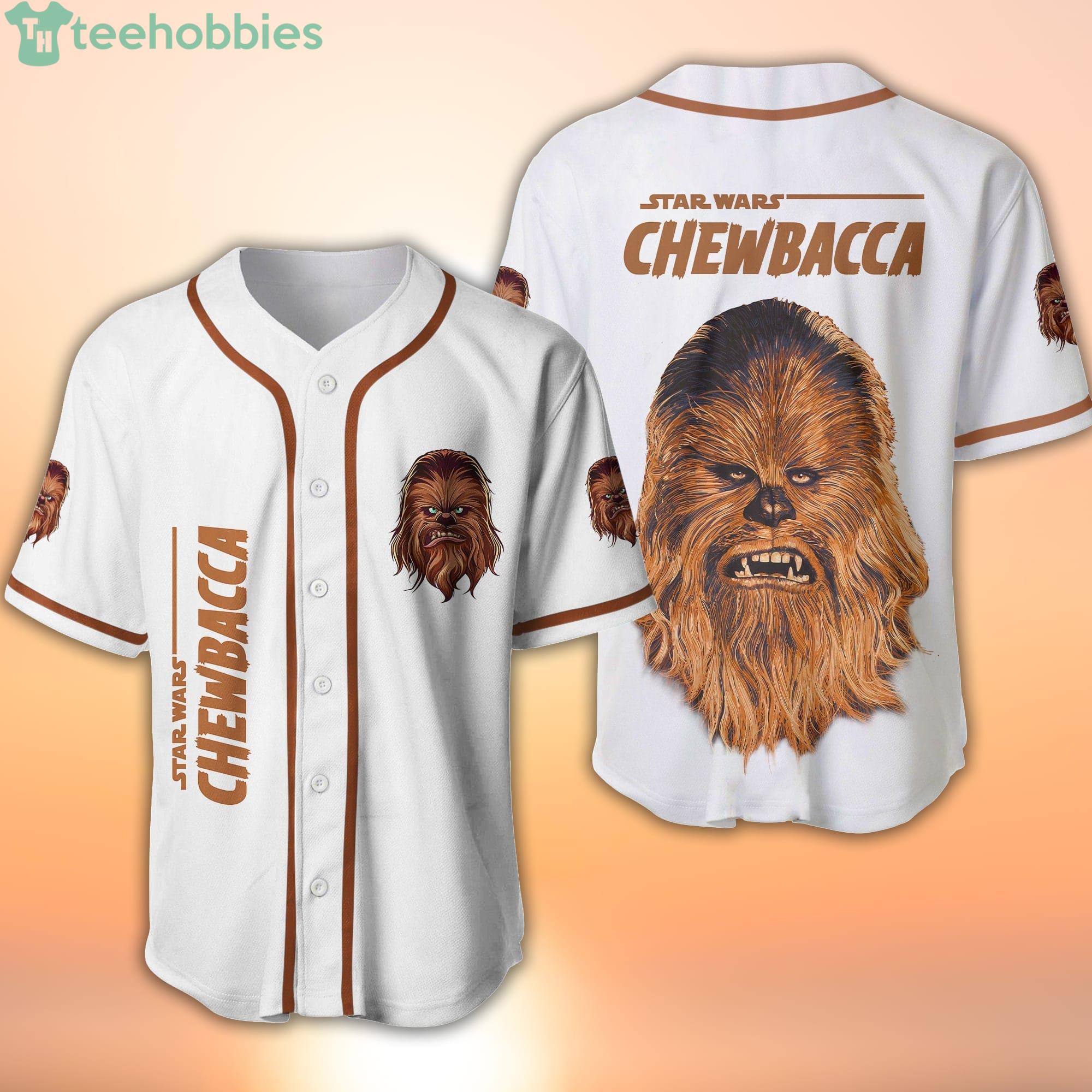 Chewbacca Star Wars White Brown Disney Cartoon Baseball Jersey Shirt