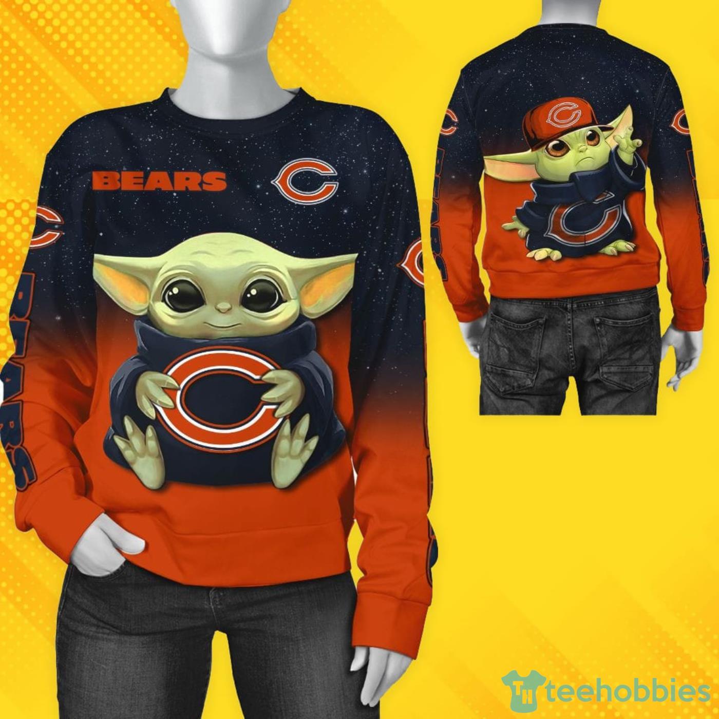 Christmas Chicago Bears Baby Yoda 3D Hoodie All Over Print - T-shirts Low  Price