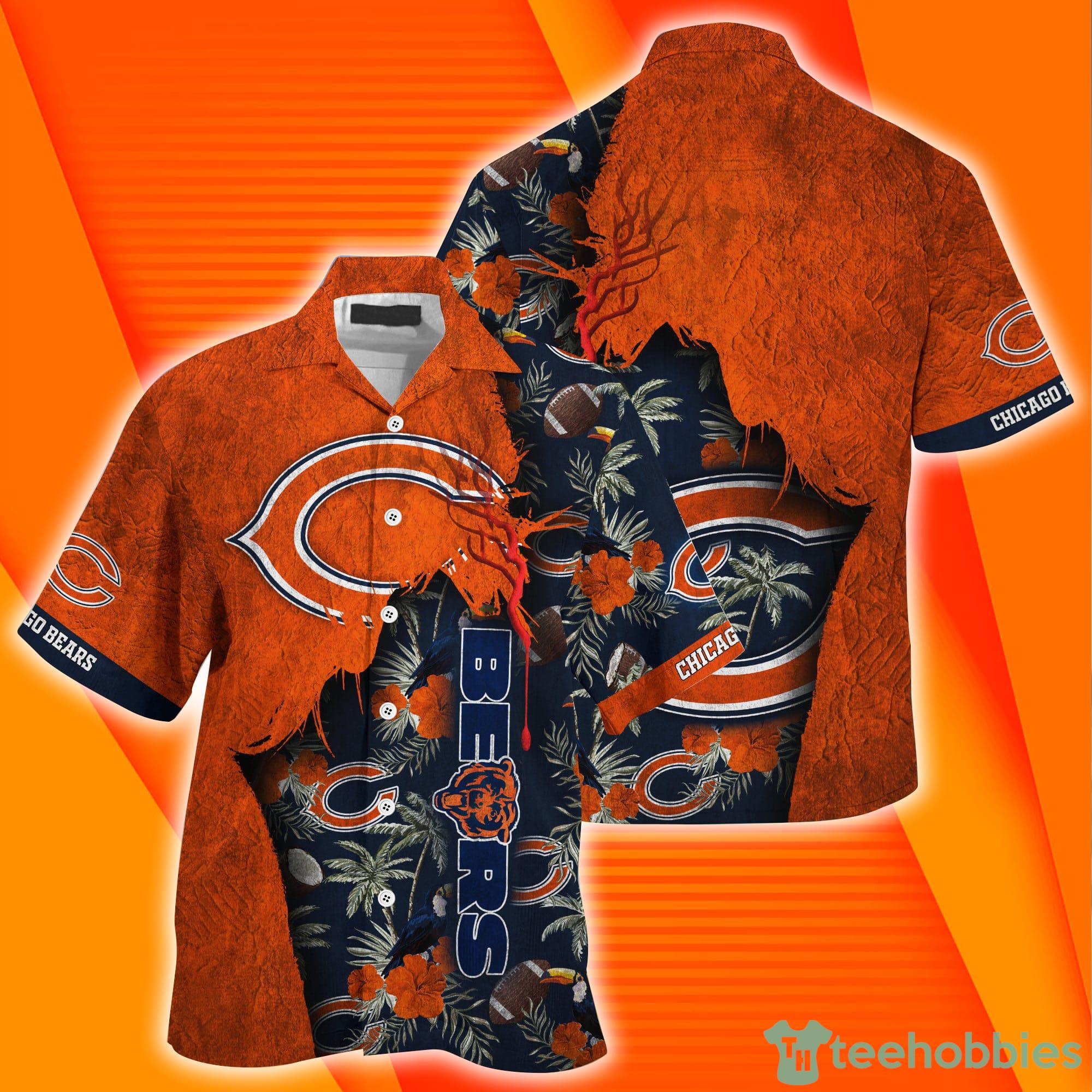 Chicago Bears NFL Grunge Texture Print Combo Hawaiian Shirt And Short Pants Product Photo 1