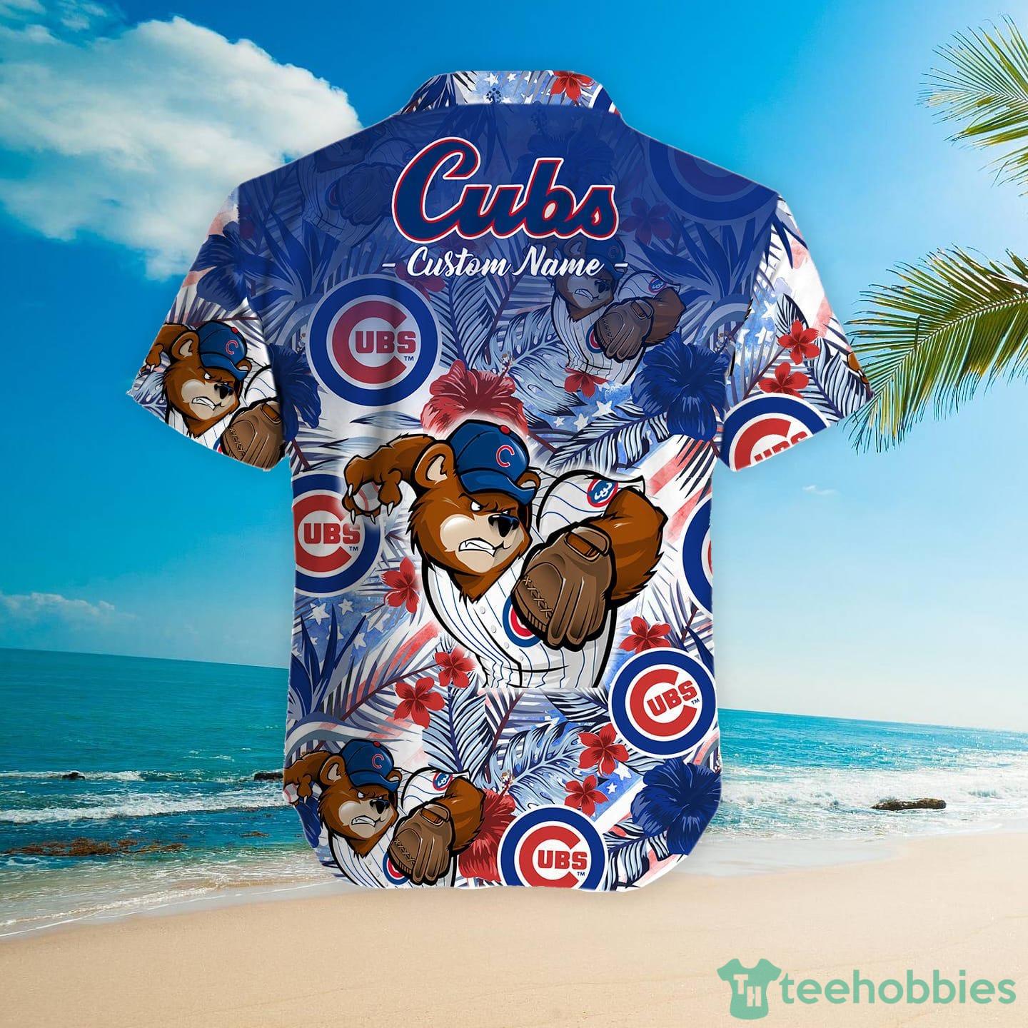 Cubs Hawaiian Shirt Funny Chicago Cubs Floral America Flag Custom