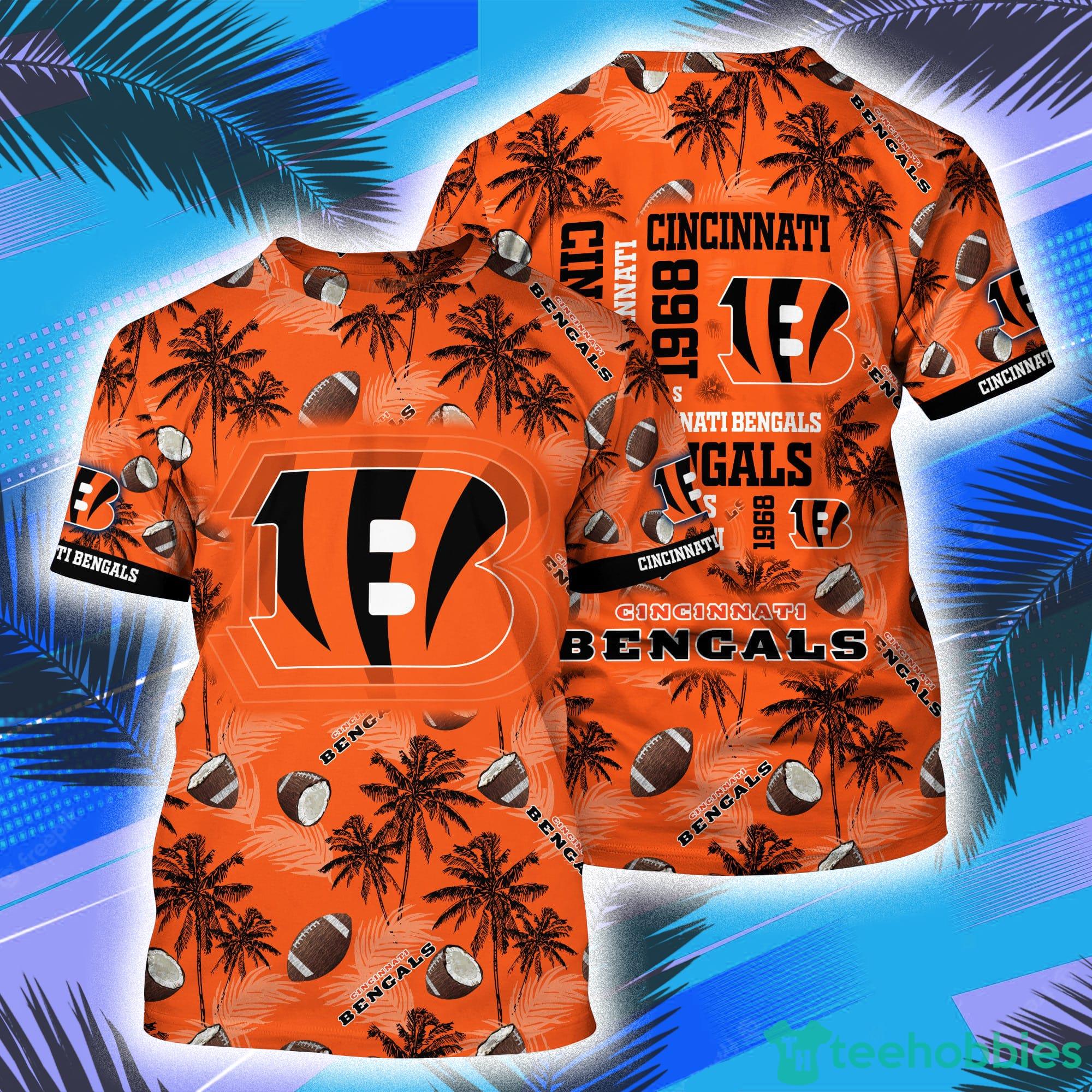 Cincinnati Bengals NFL And Palm Trees Pattern All Over Print 3D T-Shirt Product Photo 1