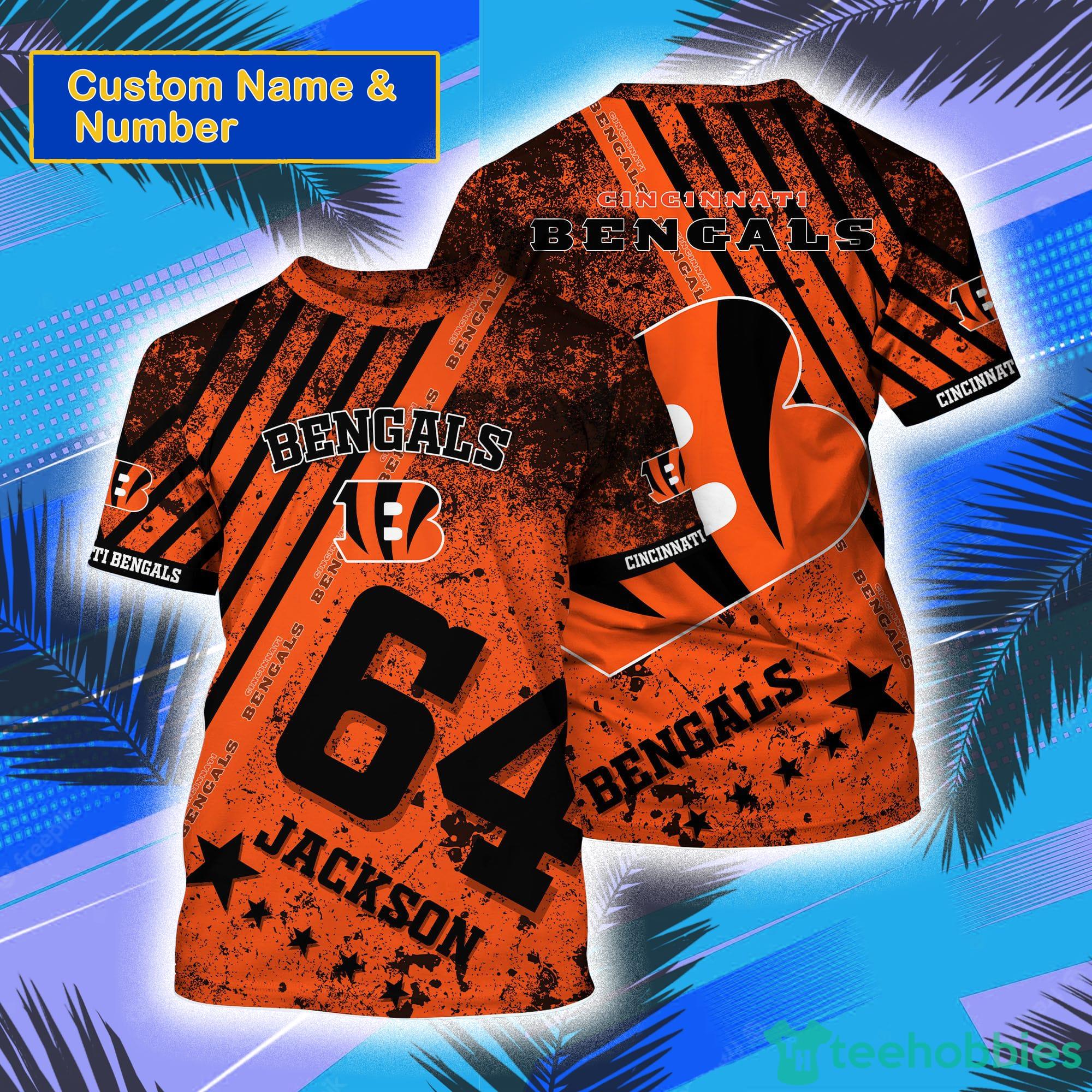 Cincinnati Bengals NFL Custom Name And Number All Over Print 3D T-Shirt Product Photo 1