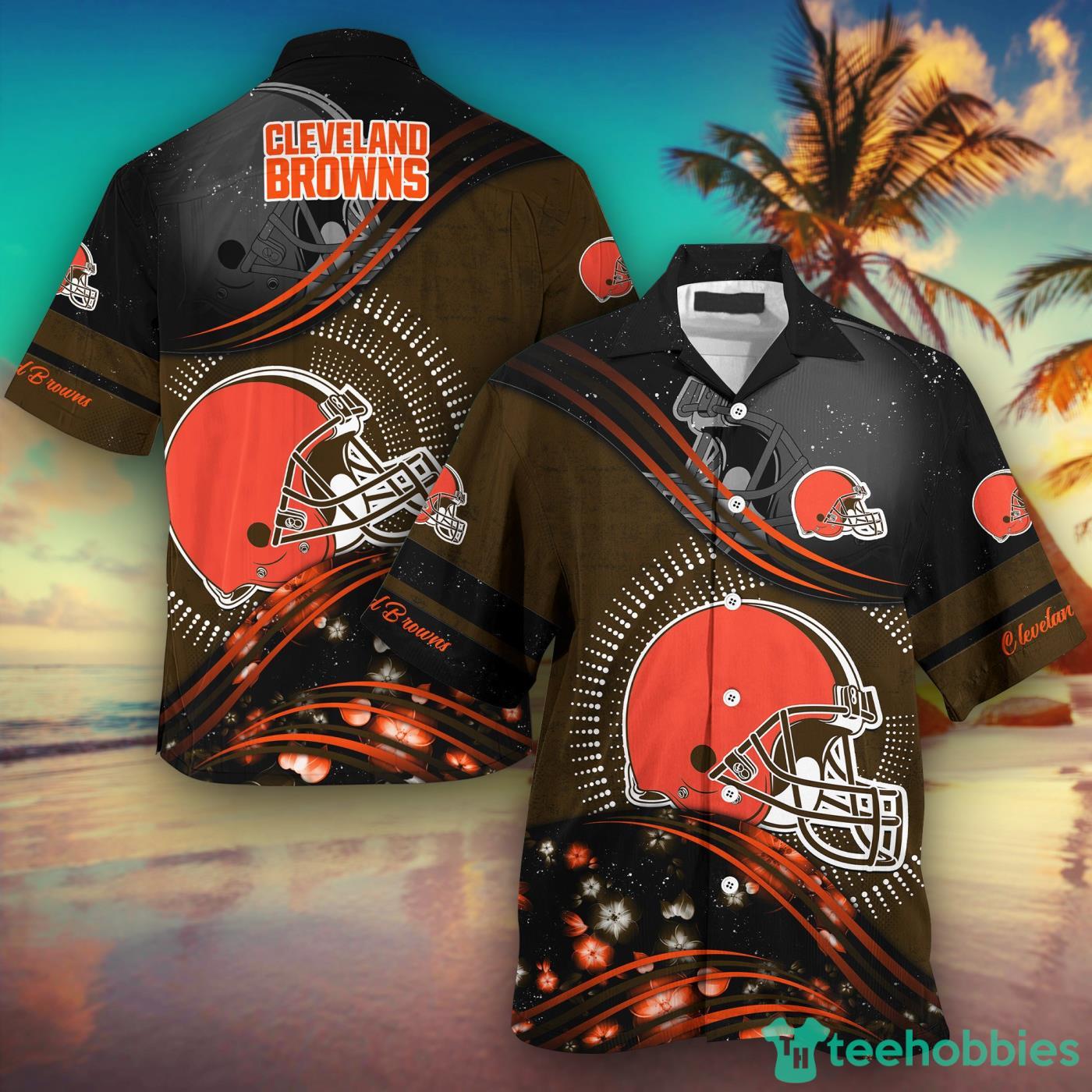 Cleveland Browns NFL And Flowers Short Sleeves Hawaiian Shirt Product Photo 1