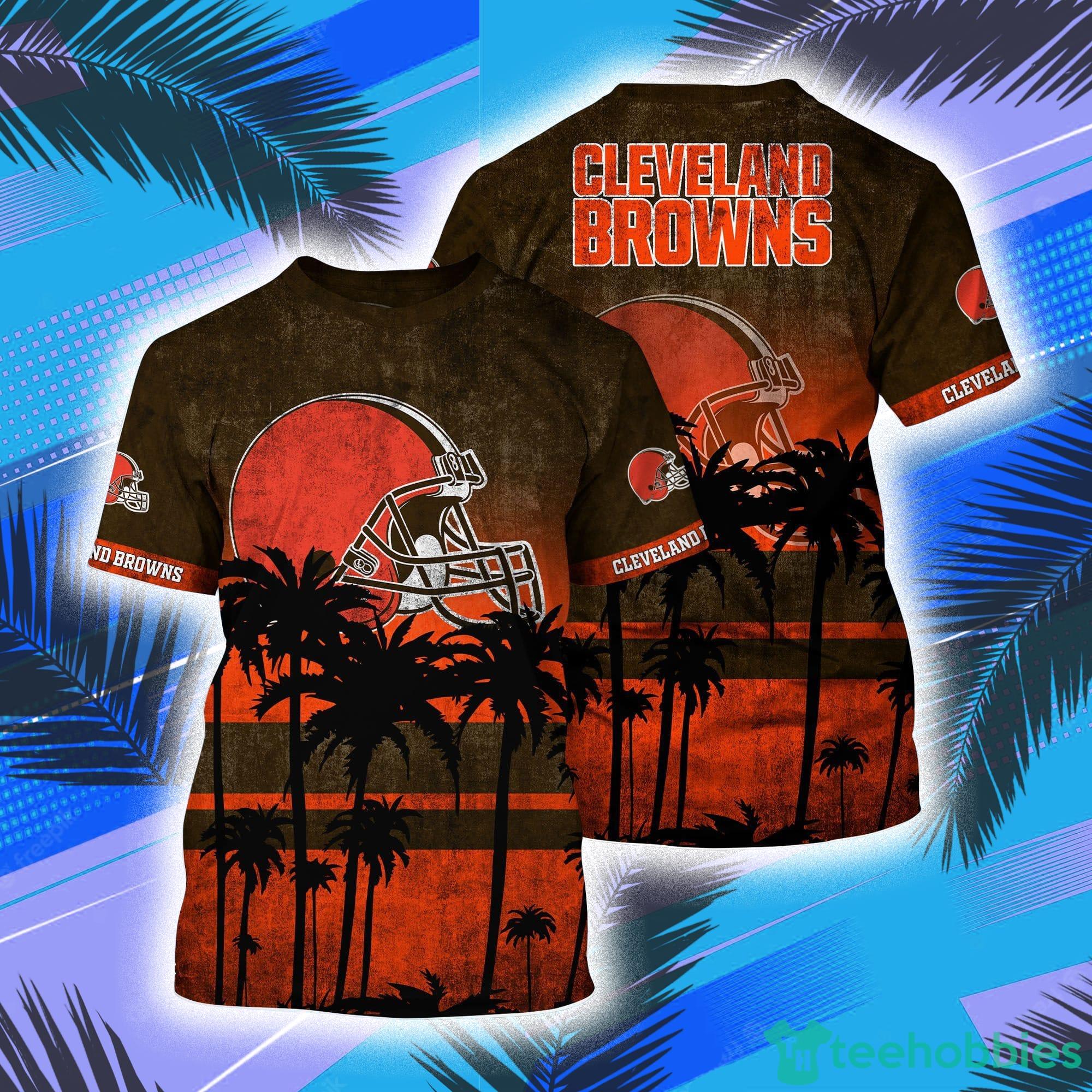 Cleveland Browns NFL And Palm Trees Hawaii Style 3D T-Shirt Product Photo 1