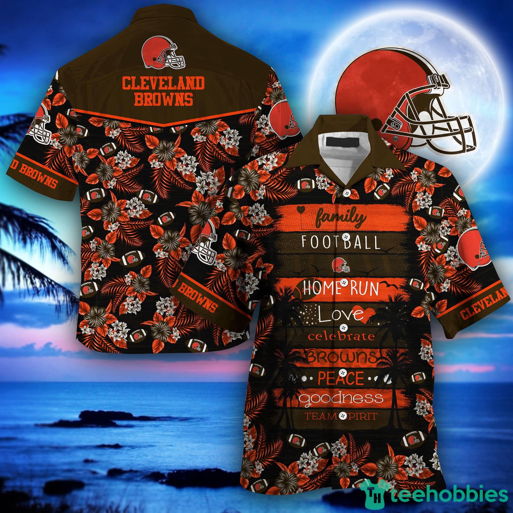 Cleveland Browns NFL And Tropical Pattern Combo Hawaiian Shirt And Short Pants Product Photo 1