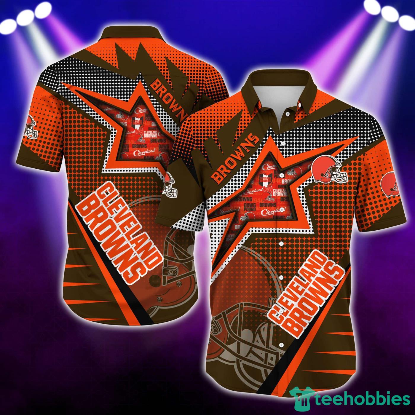 Cleveland Browns NFL Half Tone Texture Style Short Sleeves Hawaiian Shirt Product Photo 1