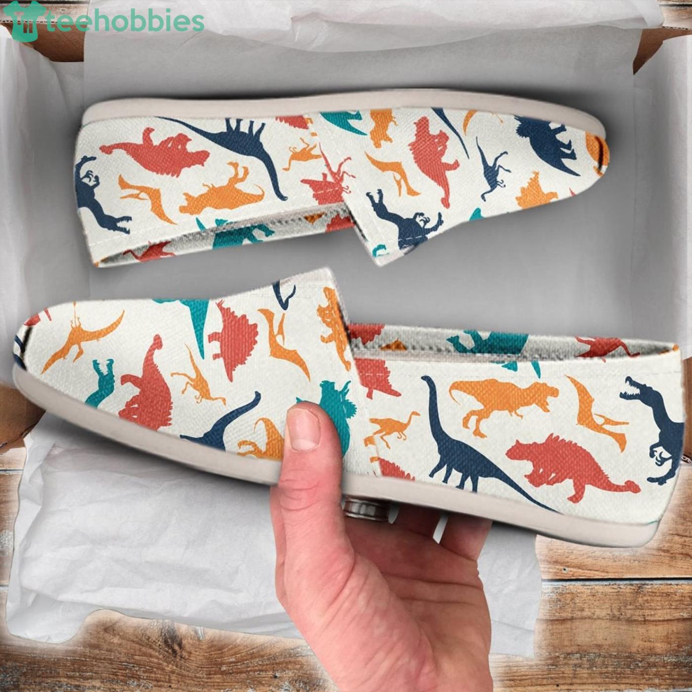 Colorful Dinosaur Lovely Pattern Slip On Shoes Product Photo 1