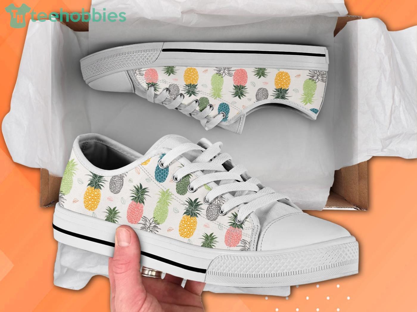 Colorful Pineapple Pattern Low Top Shoes Product Photo 1