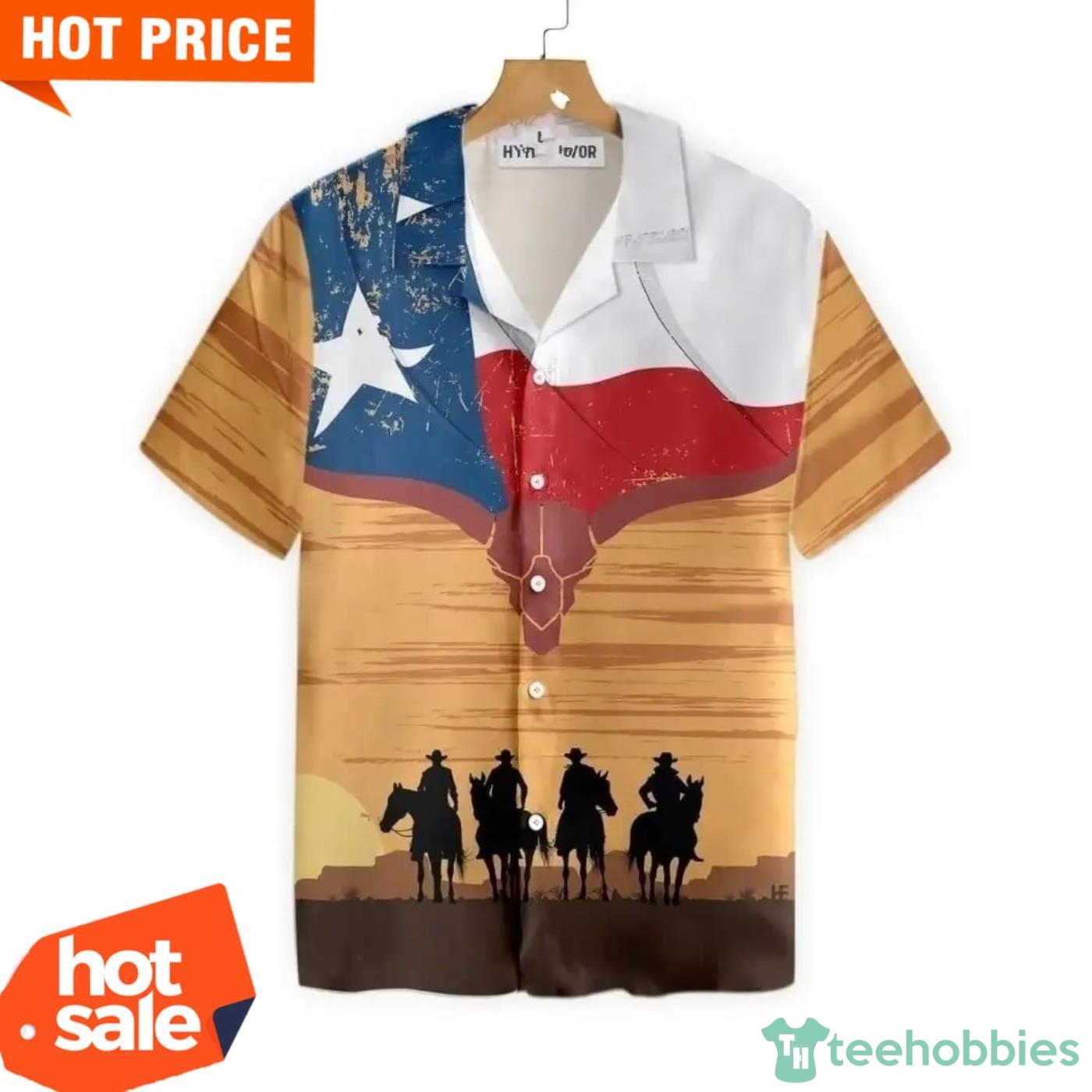 Cowboy Texas Flag Hawaiian Shirt Vintage Texas Cowboy Shirt For Men Product Photo 1