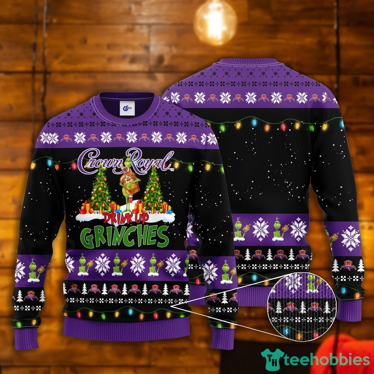 Crown Royal Drink Up Grinches Ugly Christmas Sweater Product Photo 1 Crown Royal Drink Up Grinches Ugly Christmas Sweater Product Photo 1