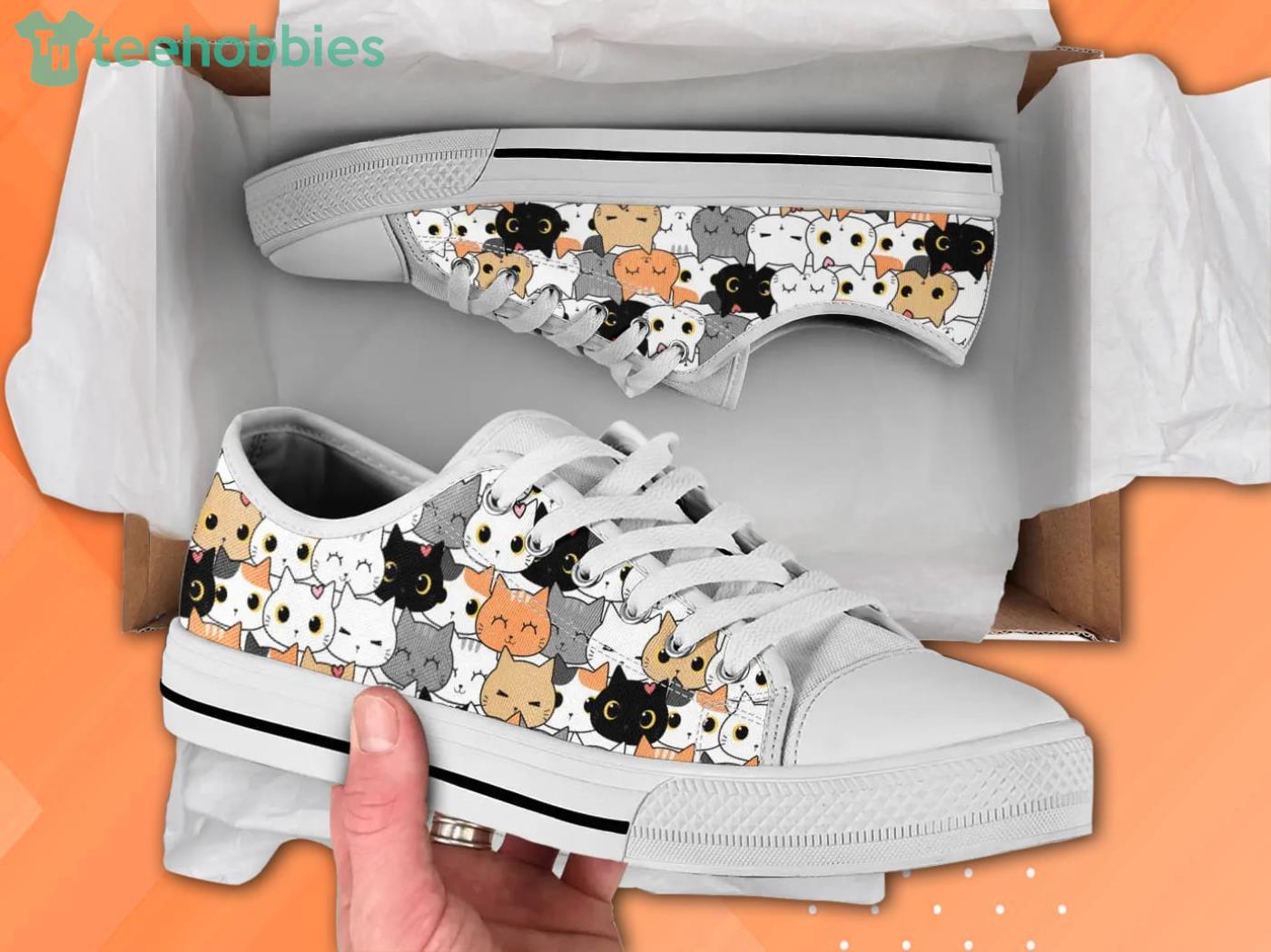 Cute Cats Printed Pattern Low Top Shoes Product Photo 1