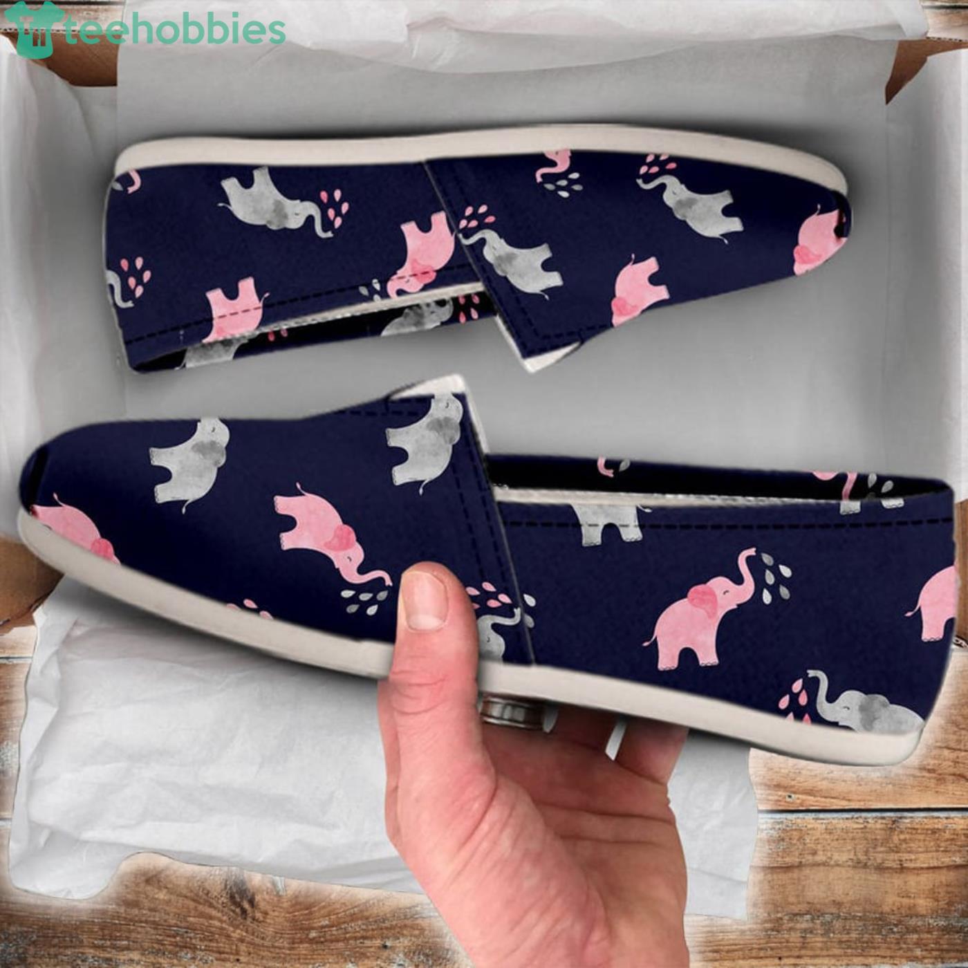 Cute Pink Elephant Lovely Pattern Slip On Shoes Product Photo 1