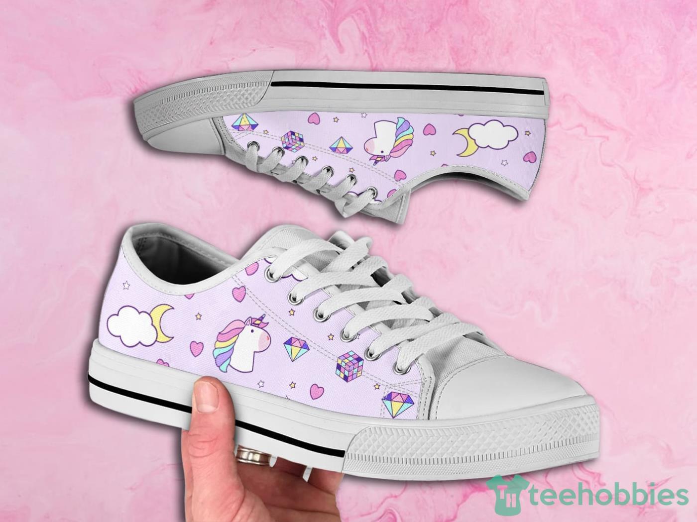 Cute Unicorn Cute Pattern Low Top Canvas Shoes Product Photo 1